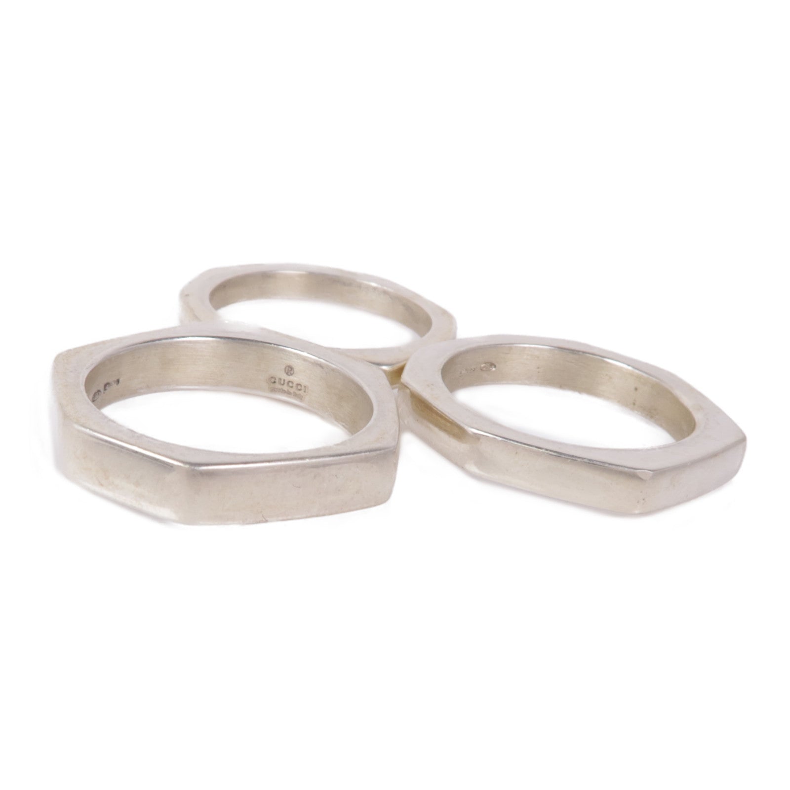 GUCCI 925純銀Hexagon Ring Set戒指US#9.75