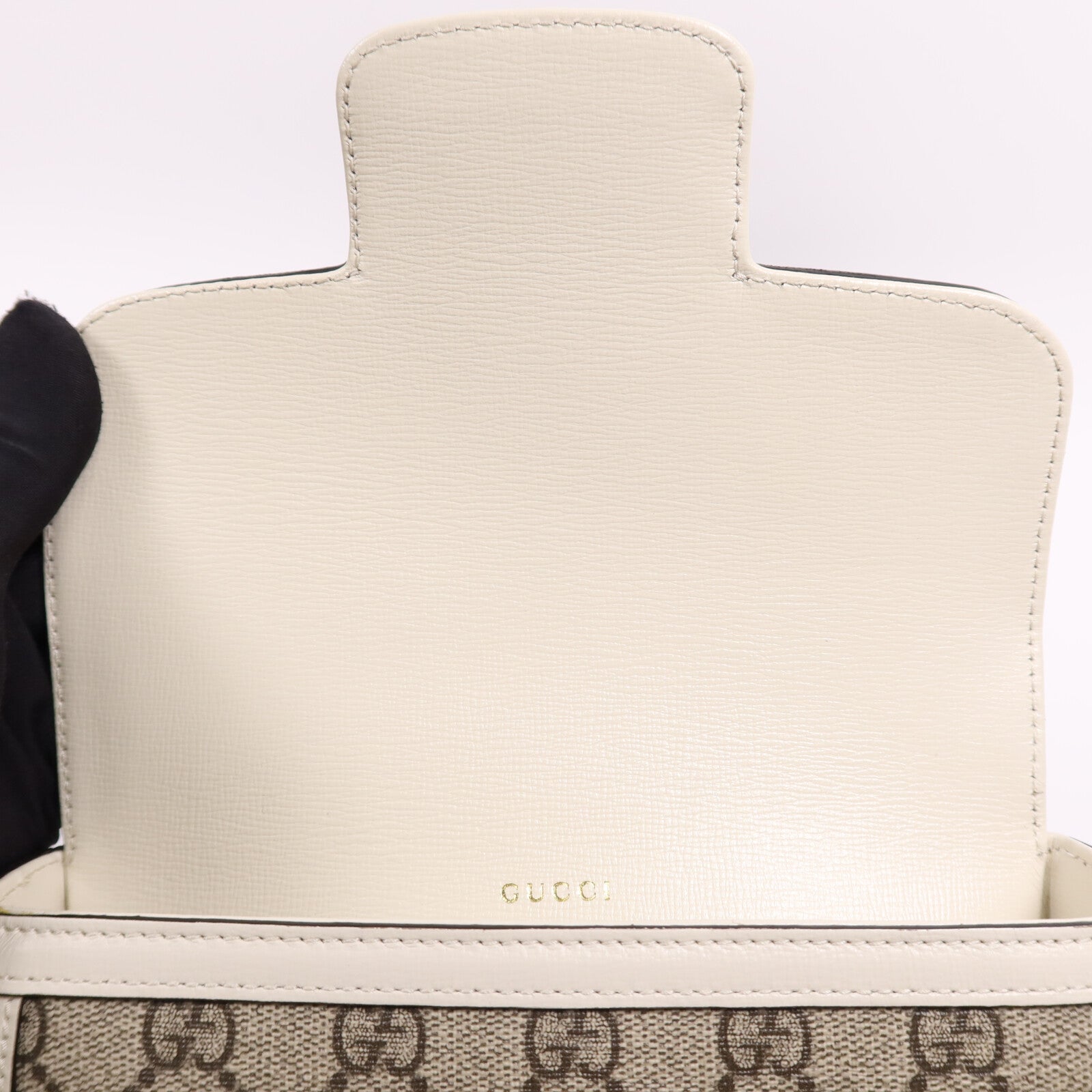 GUCCI 塗層帆布/牛皮皮革Horsebit 1955金扣肩背袋