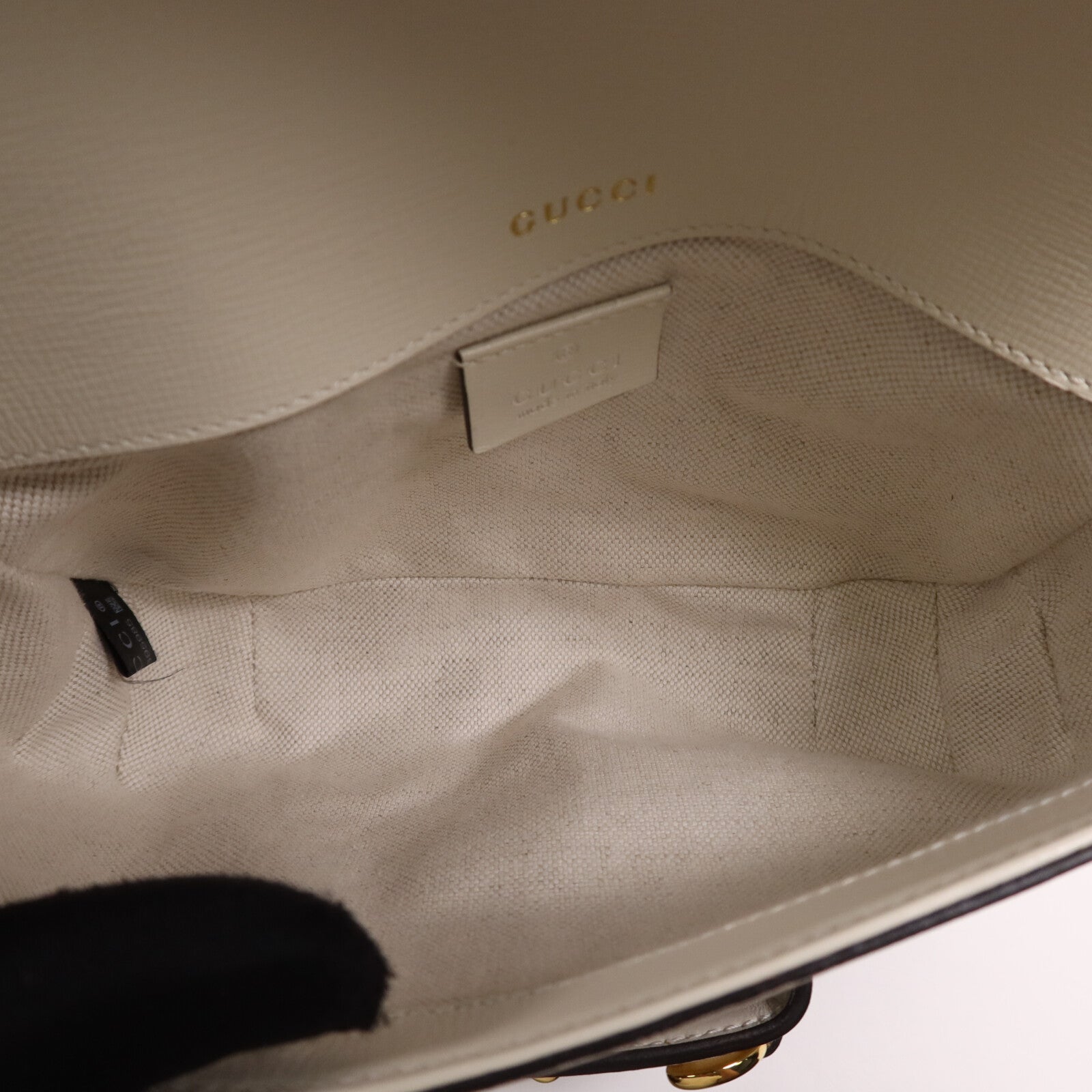 GUCCI 塗層帆布/牛皮皮革Horsebit 1955金扣肩背袋