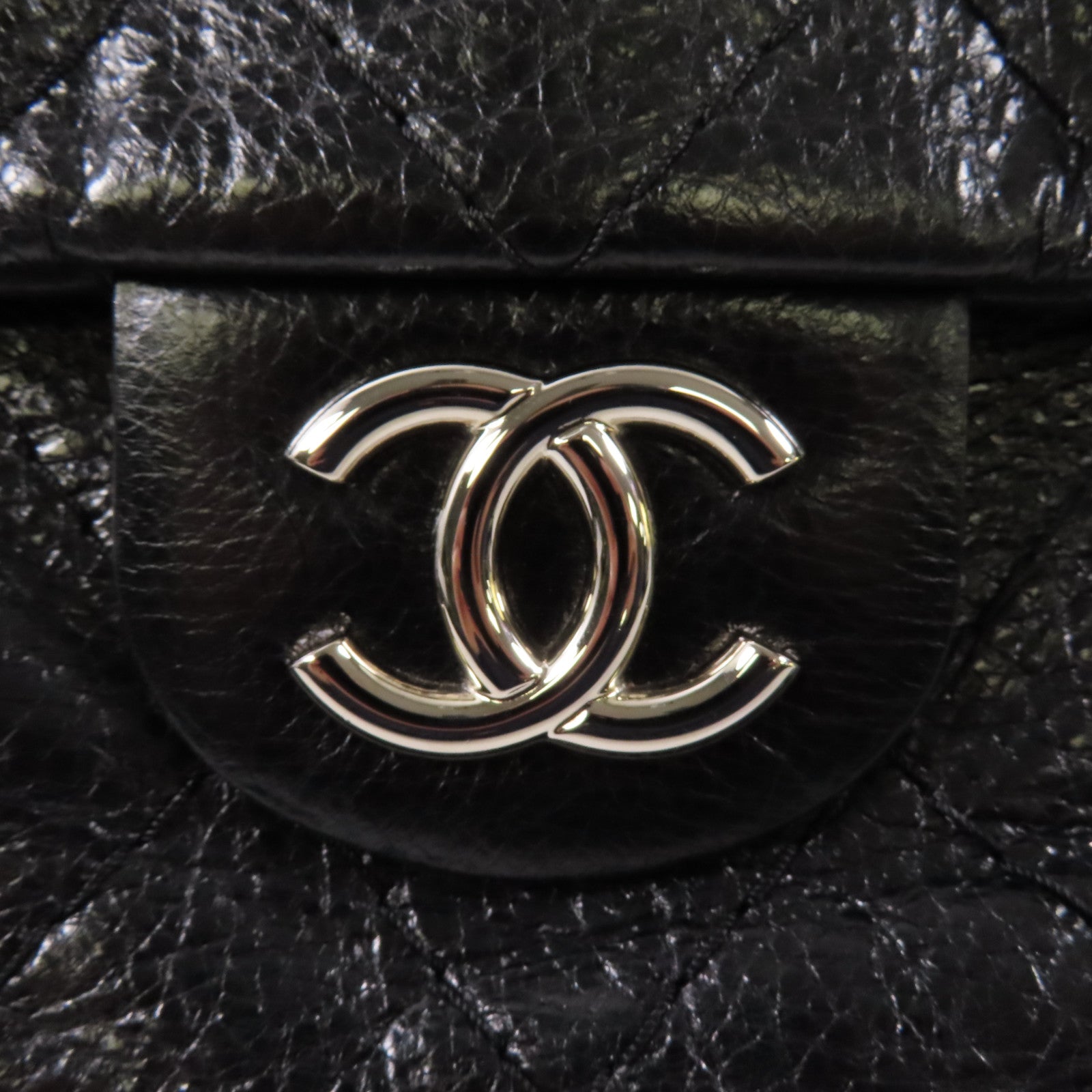 CHANEL 牛皮皮革Shoulder Bag銀扣肩背袋黑色
