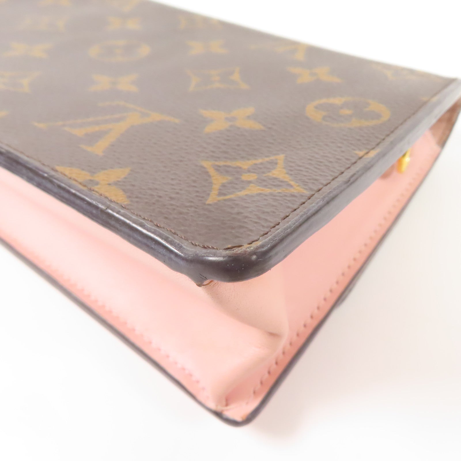 LOUIS VUITTON LV Flore Chain Wallet Shoulder Bag M67405 Monogram Brown Pink