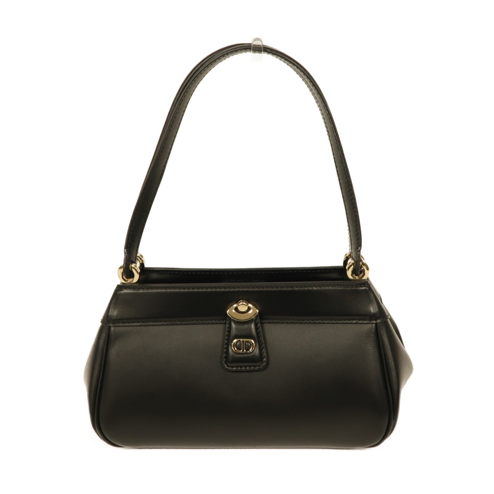 Dior 【激減優惠】牛皮皮革Small Key Bag金扣手挽袋黒色