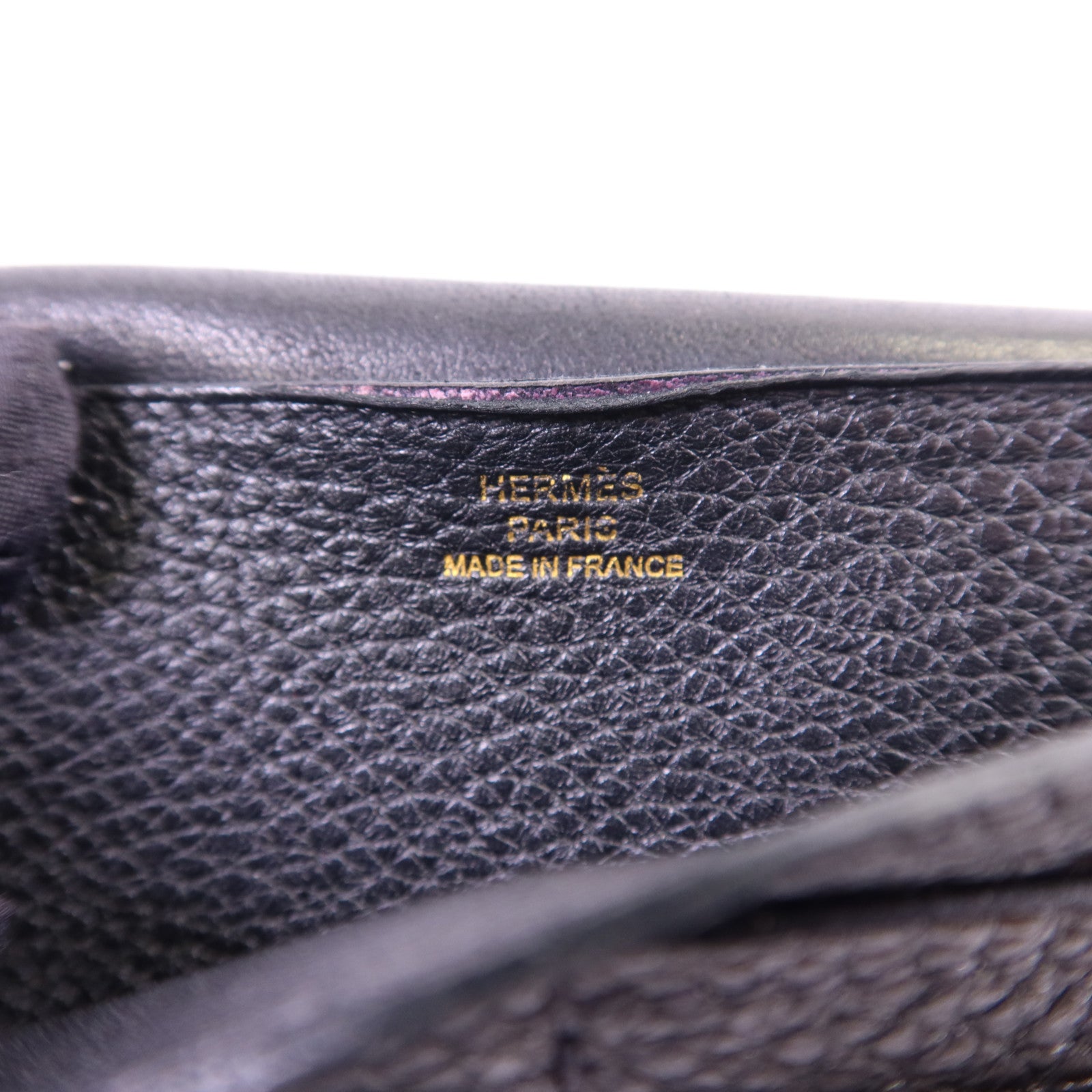 HERMES Clemence皮革Dogon Wallet金扣長錢包Noir