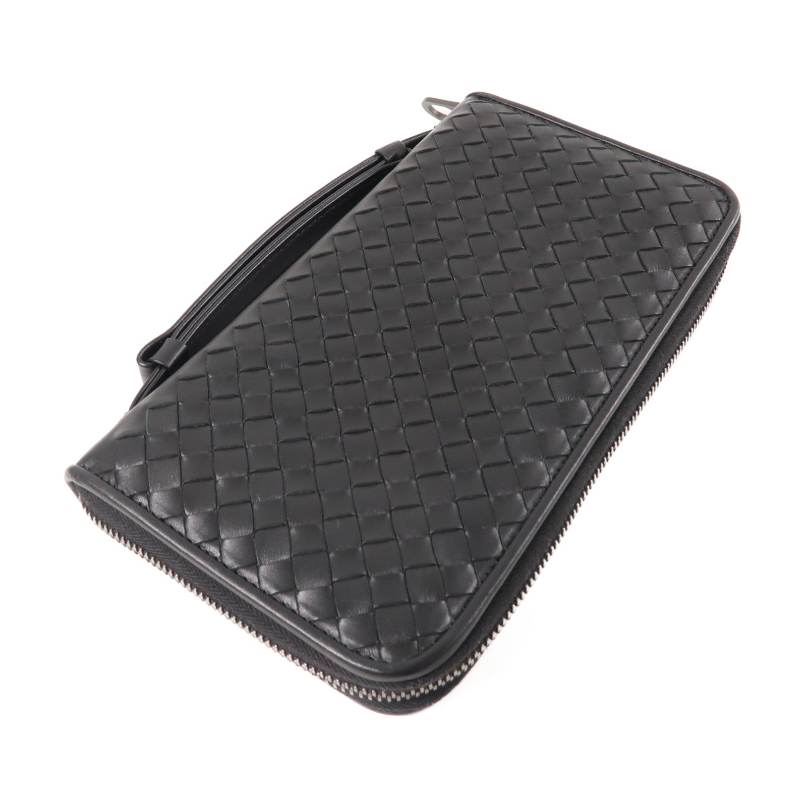 BOTTEGA VENETA 皮革Round Long Wallet長錢包黑色