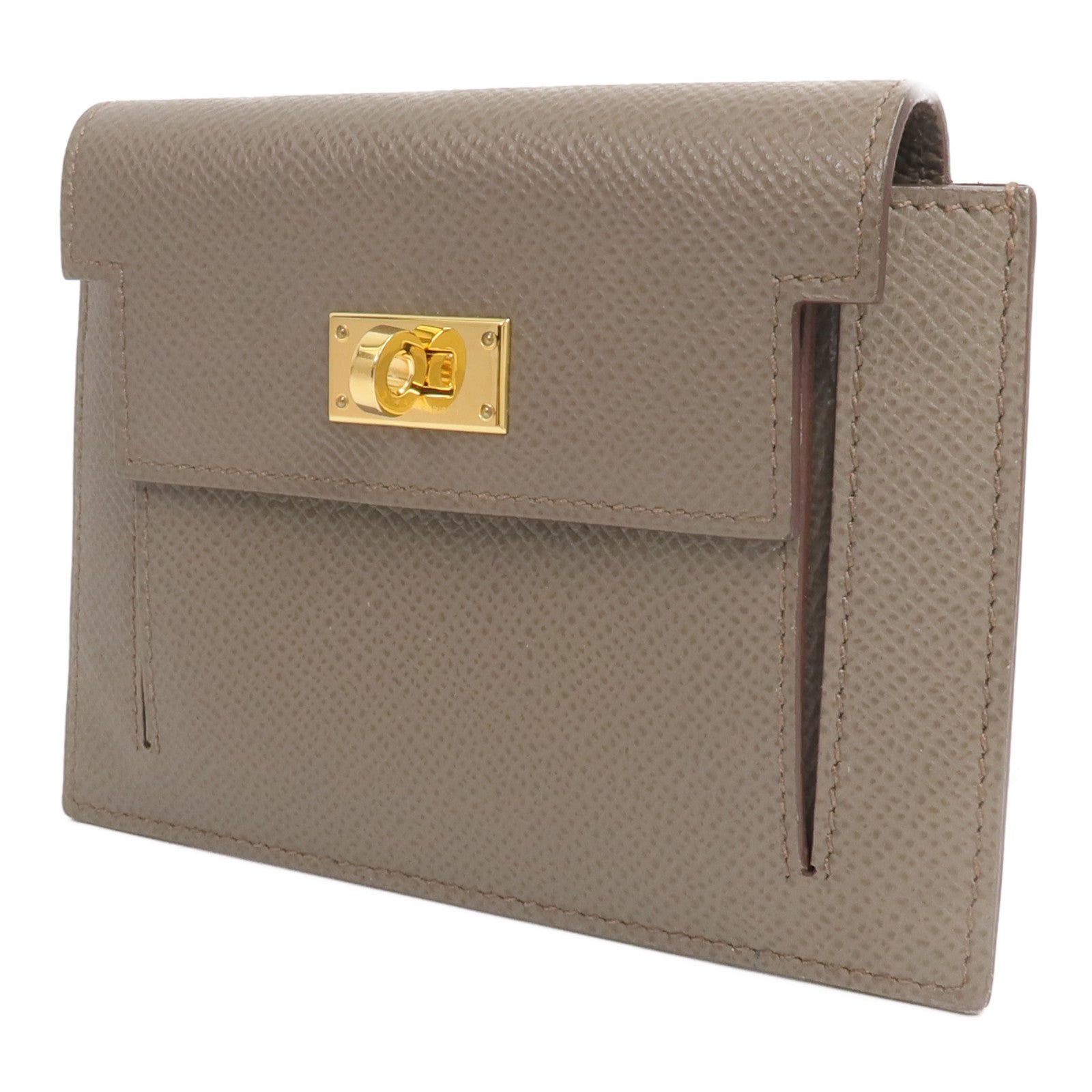 HERMES Epsom皮革Kelly Pocket零錢包Etoupe