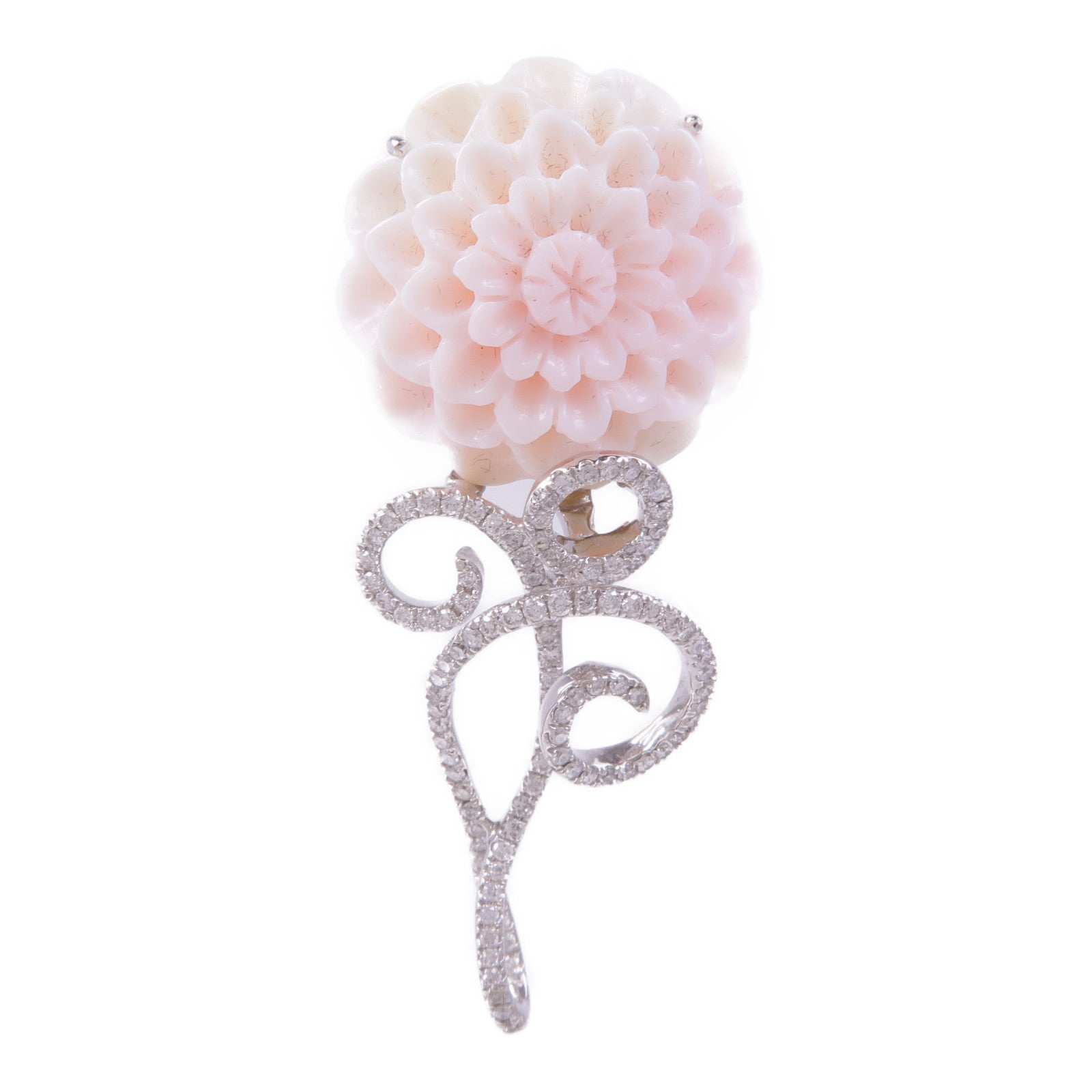 JEWELRY 18K白金Coral Diamond Pendant Top珊瑚石/鑽石吊墜
