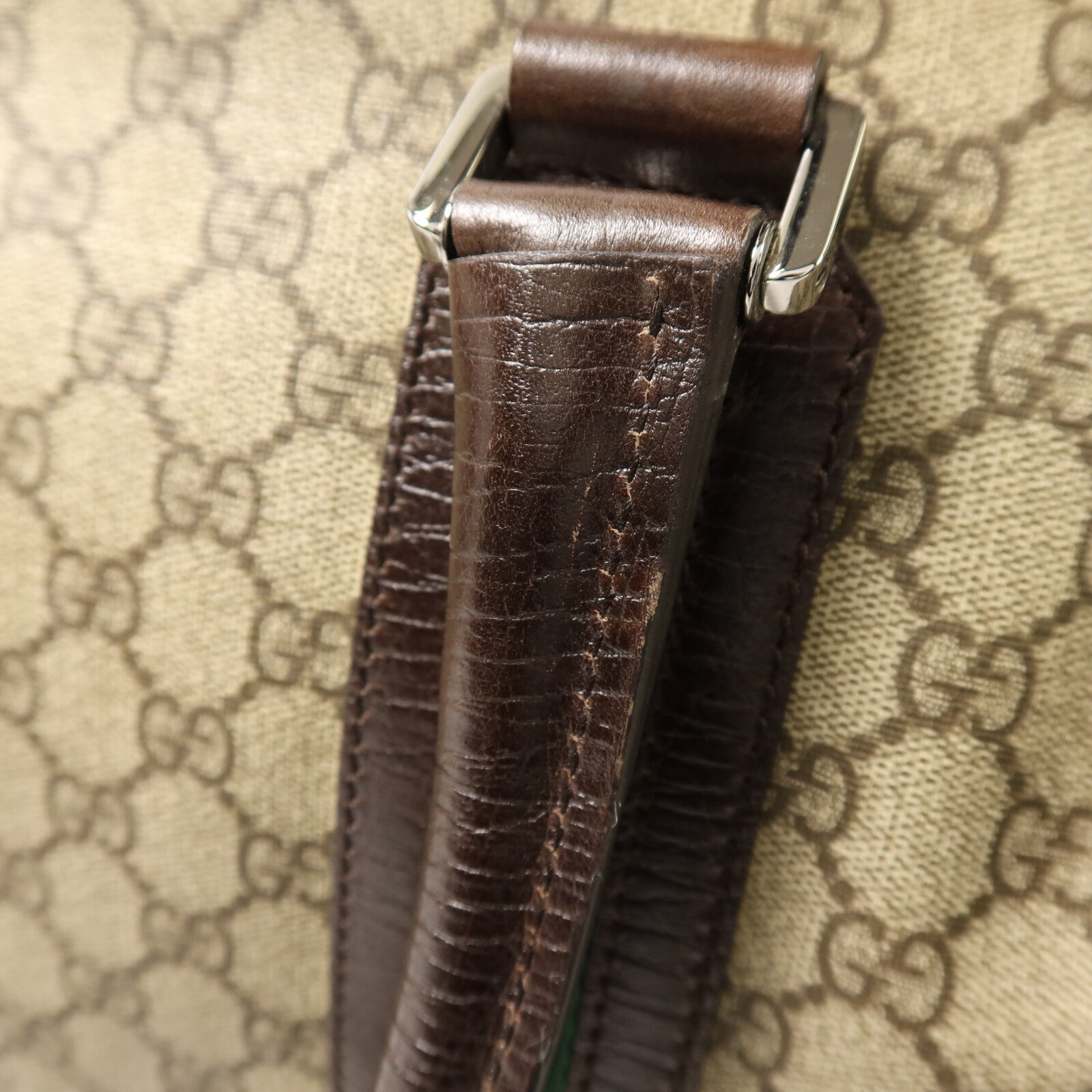 GUCCI 塗層帆布Boston Bag銀扣手挽袋