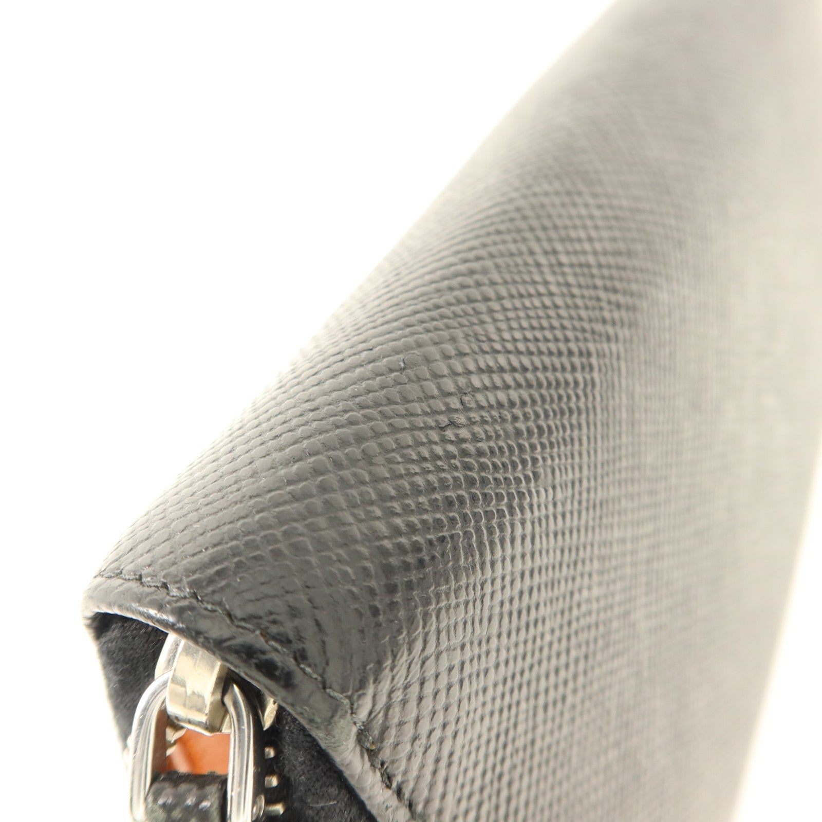PRADA Saffiano皮革Long Round Wallet銀扣長錢包