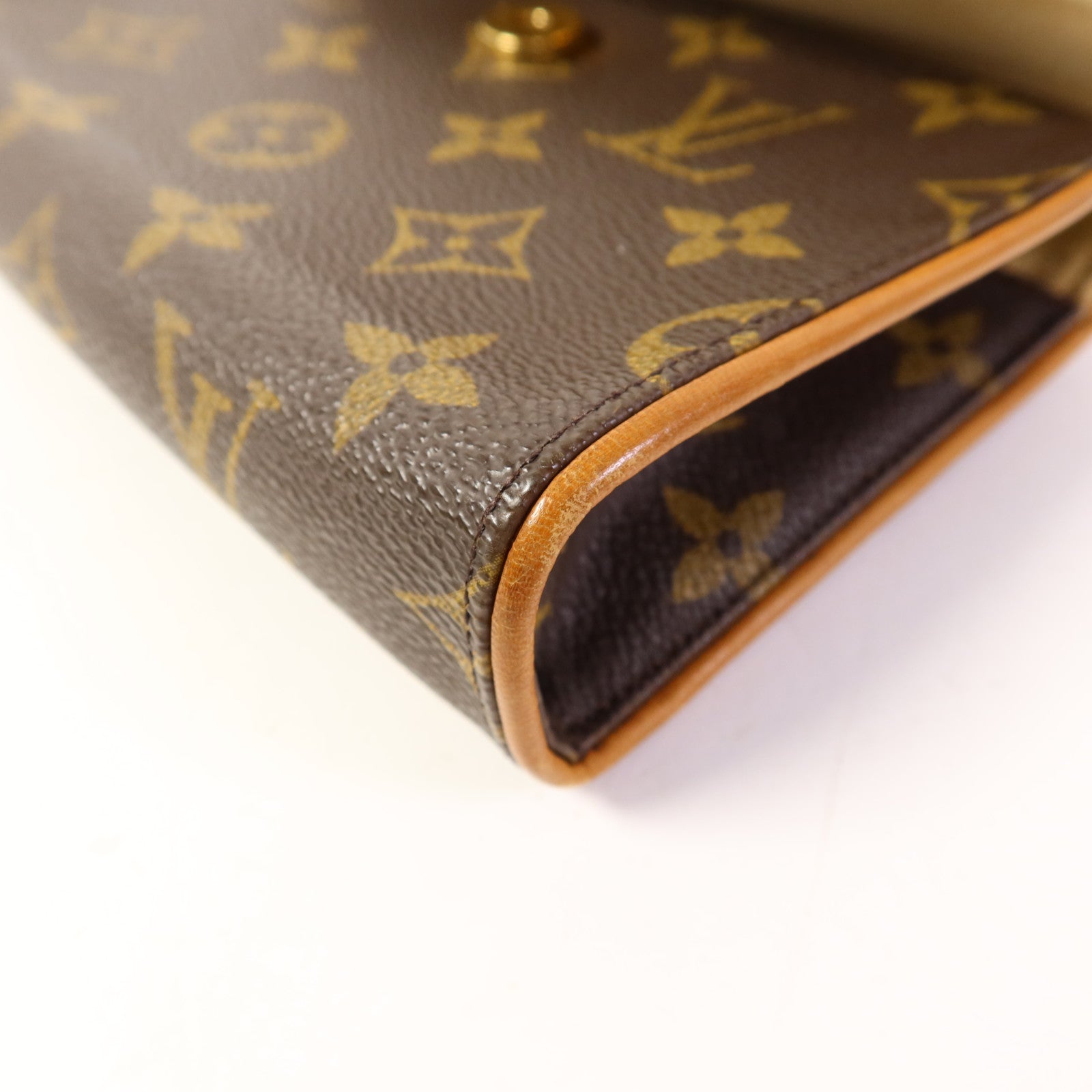 LOUIS VUITTON Monogram Pochette Florentine金扣腰包棕色