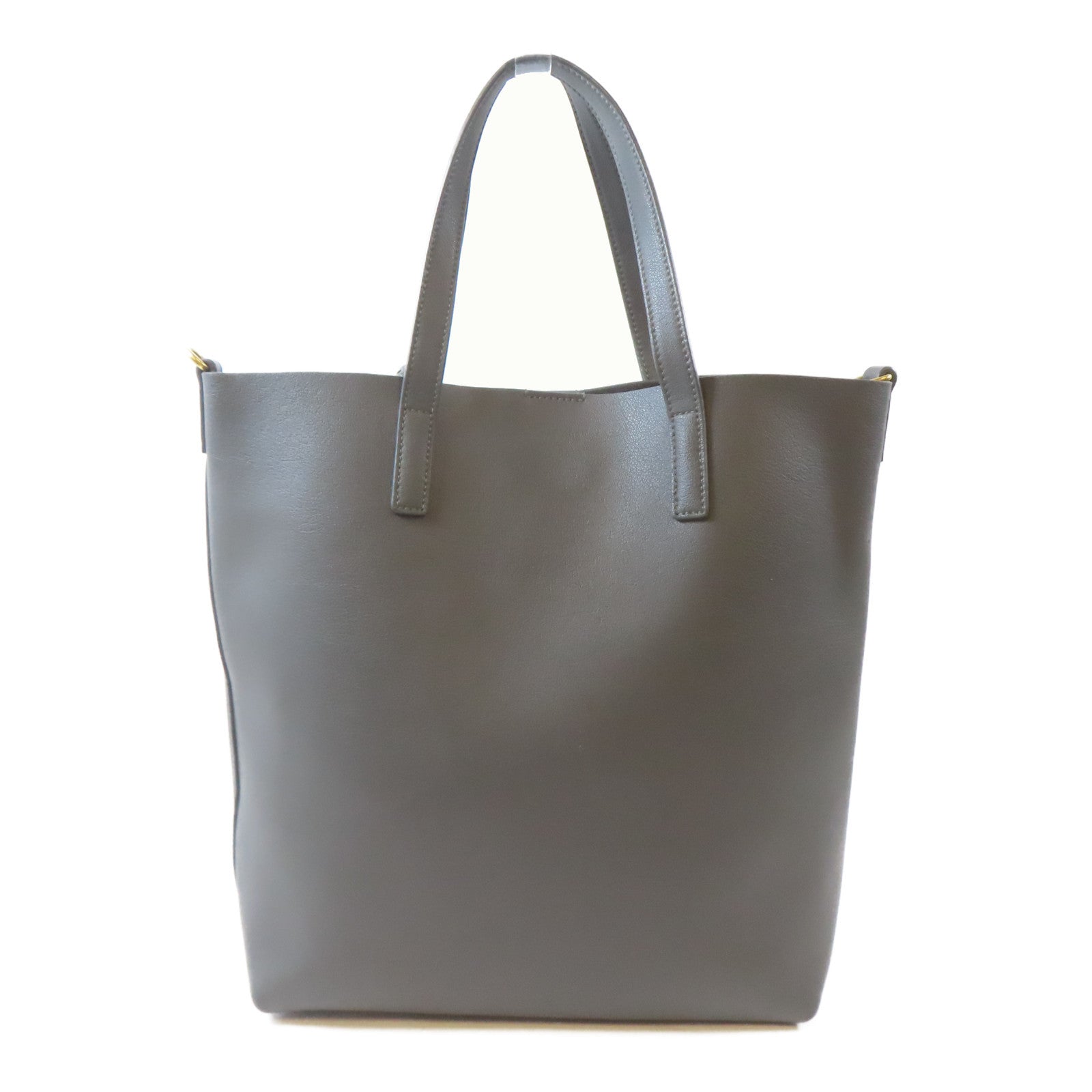 SAINT LAURENT 牛皮皮革Shopping Saint Laurent Toy In Leather金扣手挽肩背兩用袋灰色