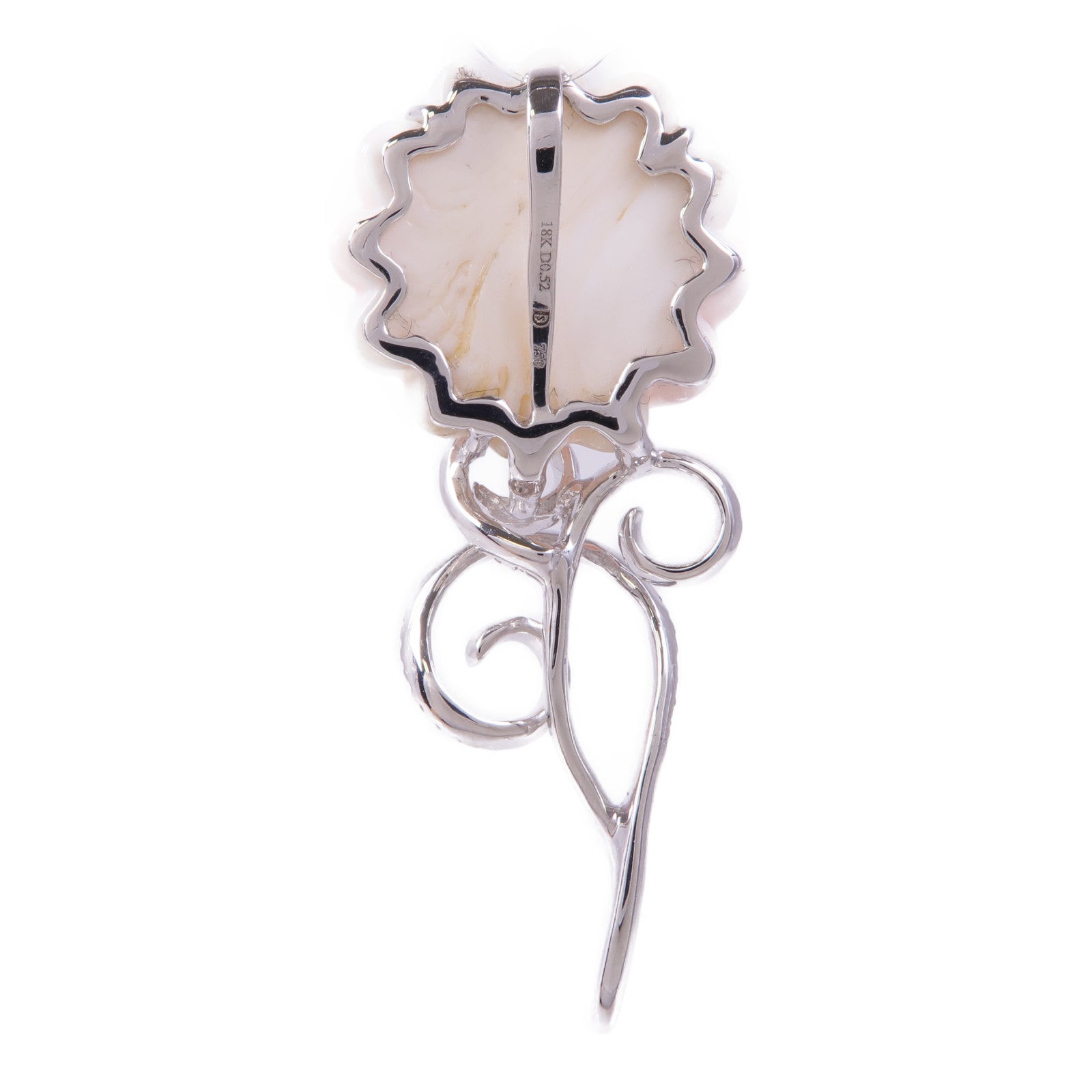 JEWELRY 18K白金Coral Diamond Pendant Top珊瑚石/鑽石吊墜