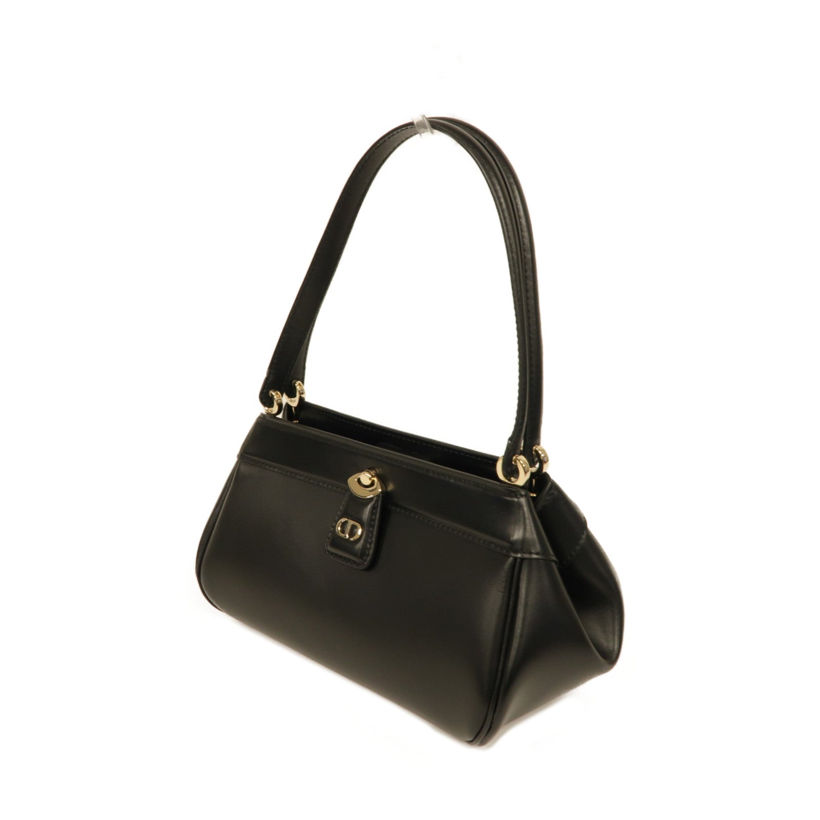Dior 【激減優惠】牛皮皮革Small Key Bag金扣手挽袋黒色
