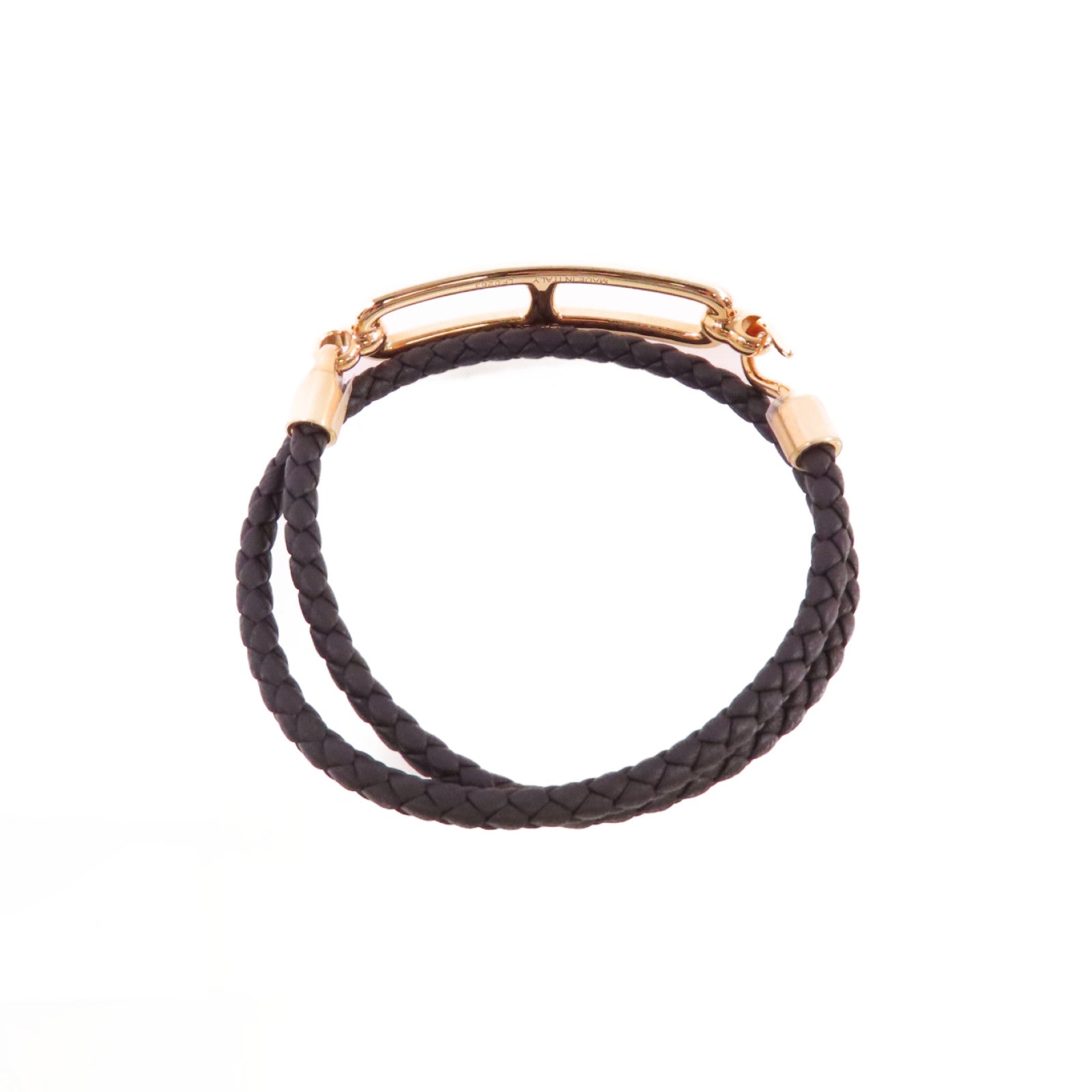 HERMES Swiftp皮革Roulis Bracelet金扣手鏈黑色