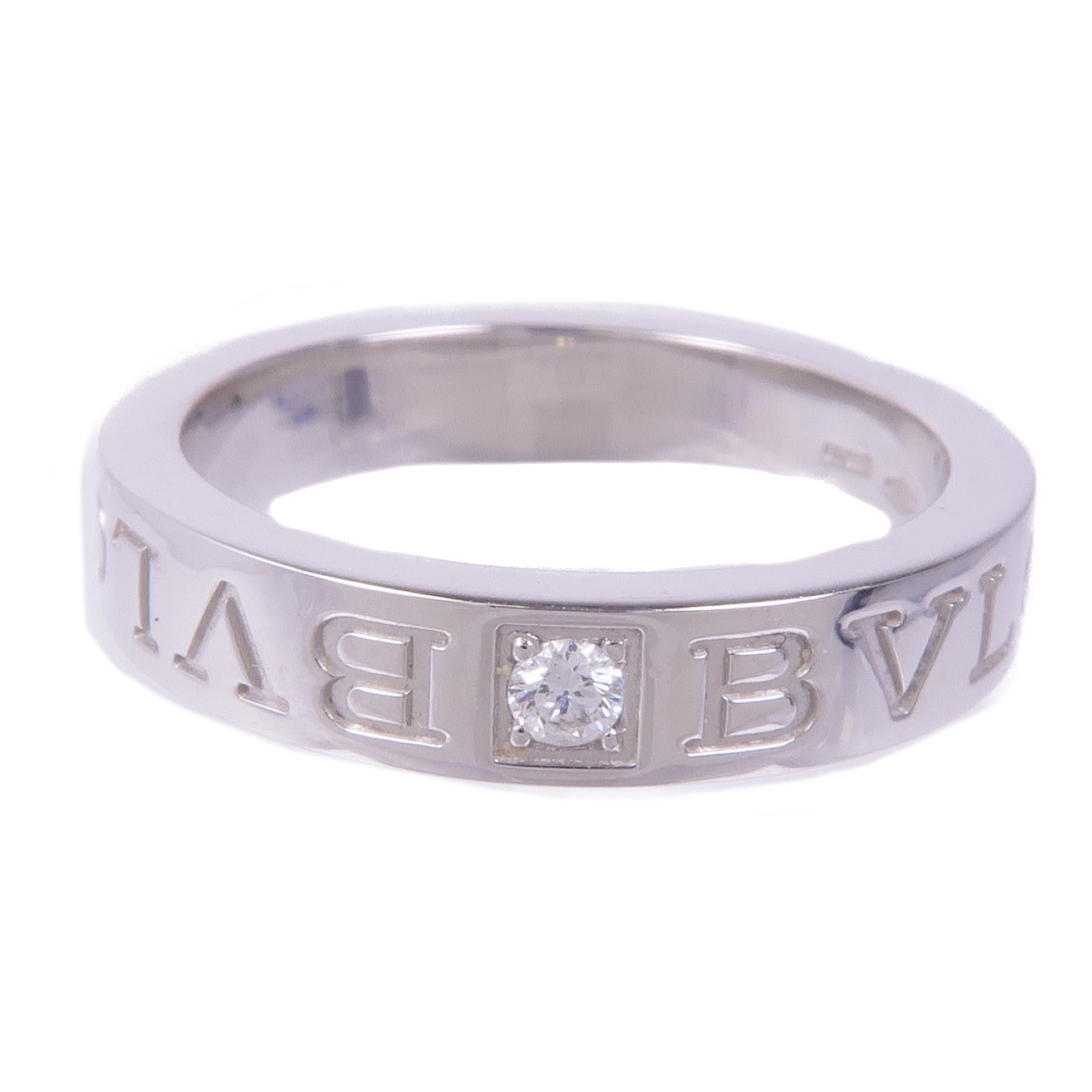 BVLGARI 18K白金Double Logo 1 Diamond Ring鑽石戒指US#6