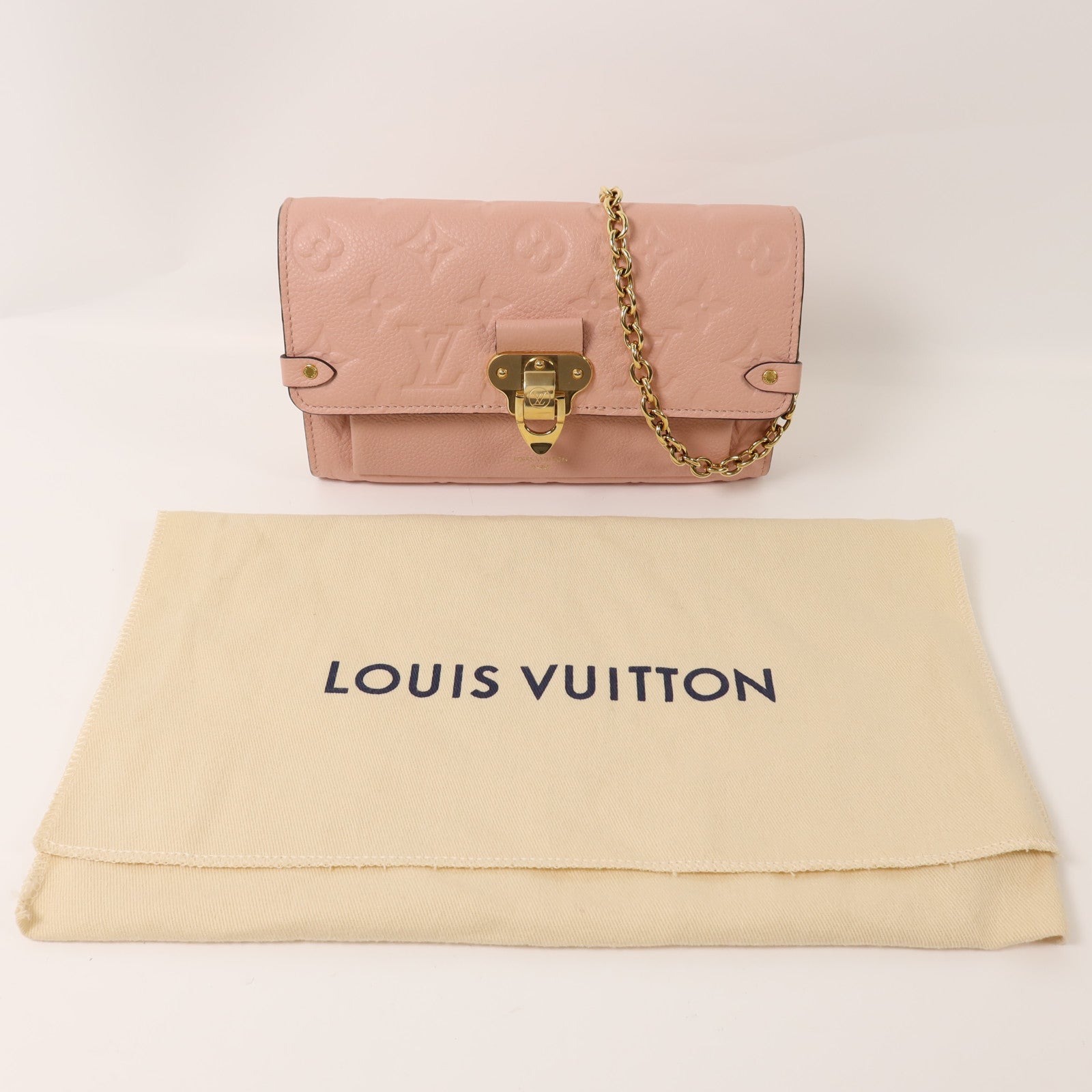 LOUIS VUITTON Monogram Empreinte Vavin Chain Wallet金扣鏈帶肩背袋