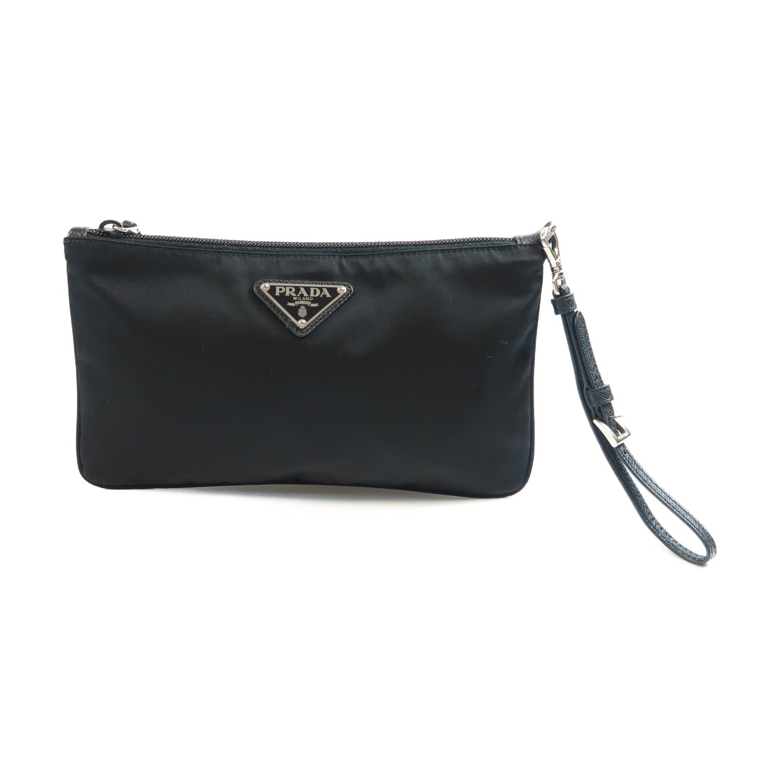 PRADA 尼龍Pouch銀扣手拿包