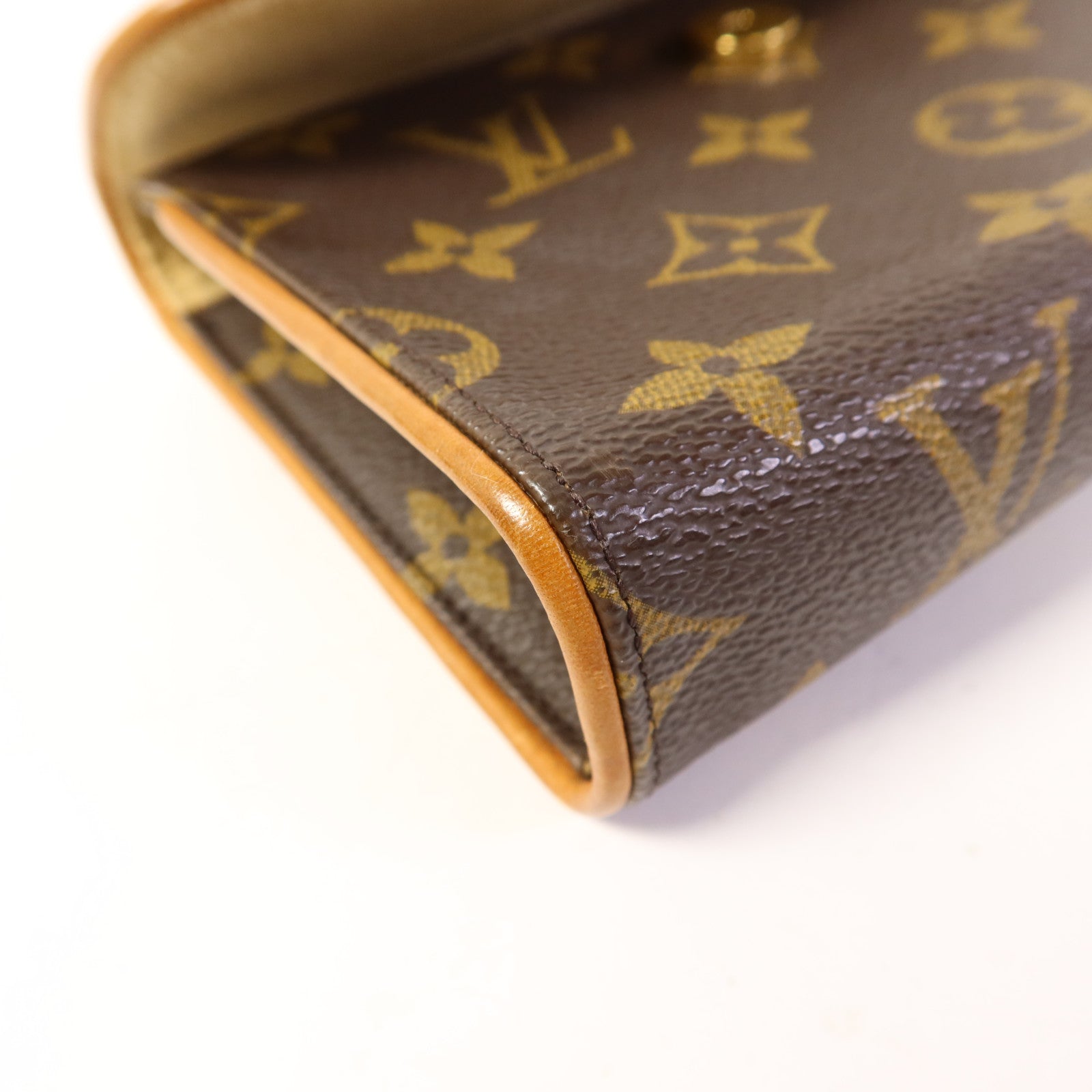 LOUIS VUITTON Monogram Pochette Florentine金扣腰包棕色