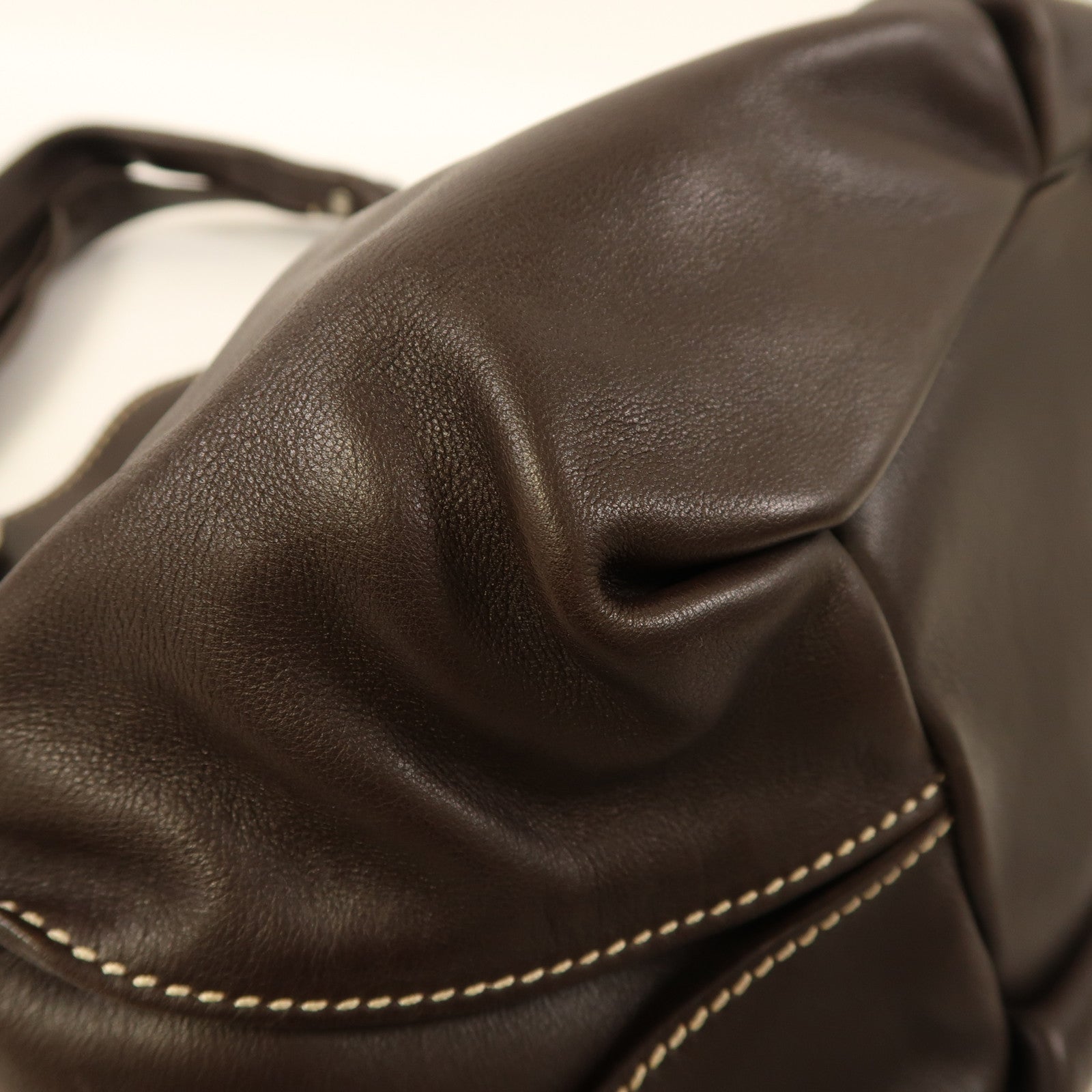 CELINE 牛皮皮革Shoulder Bag銀扣肩背袋啡色