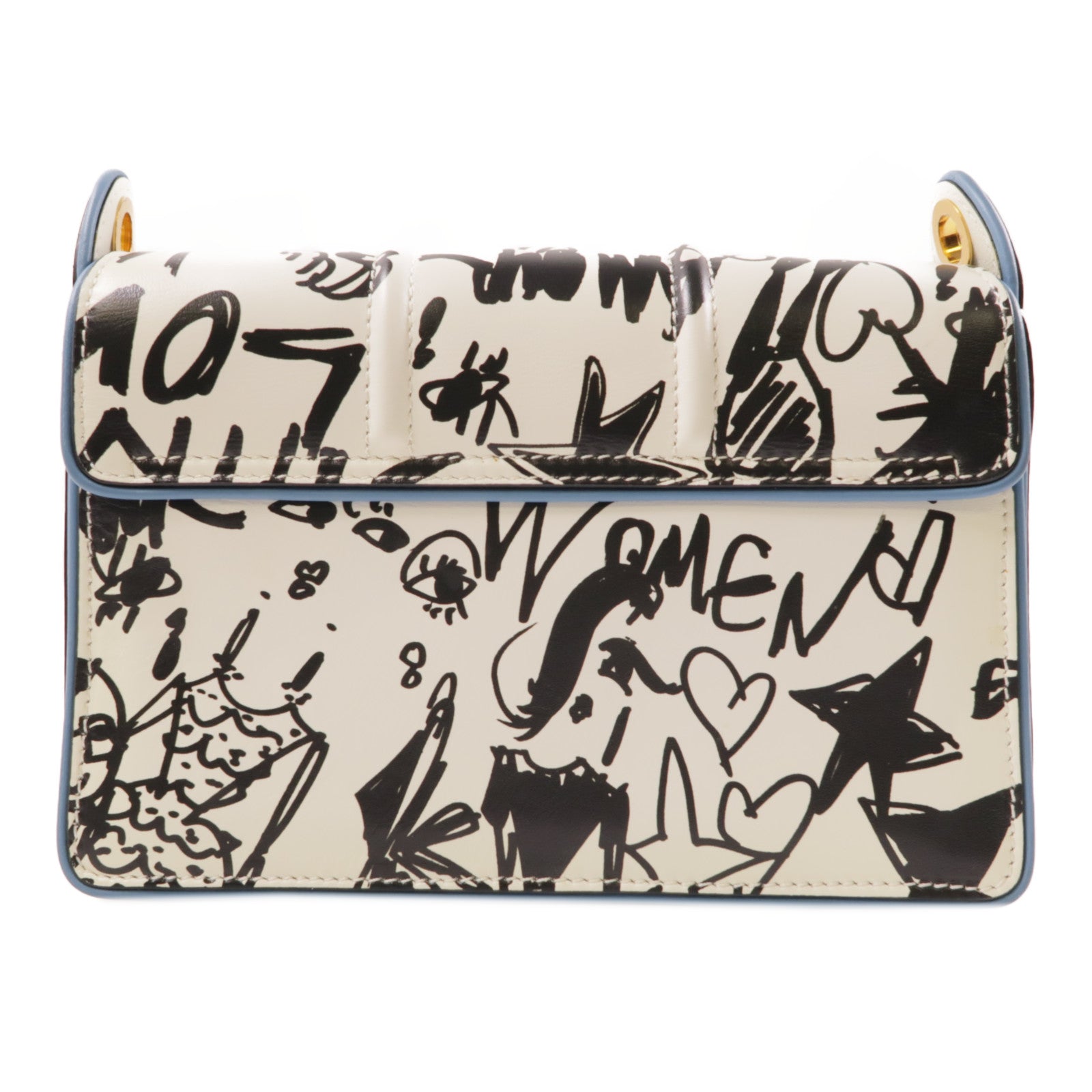 LANVIN 牛皮皮革Shoulder Bag金扣肩背袋白色/黑色/藍色