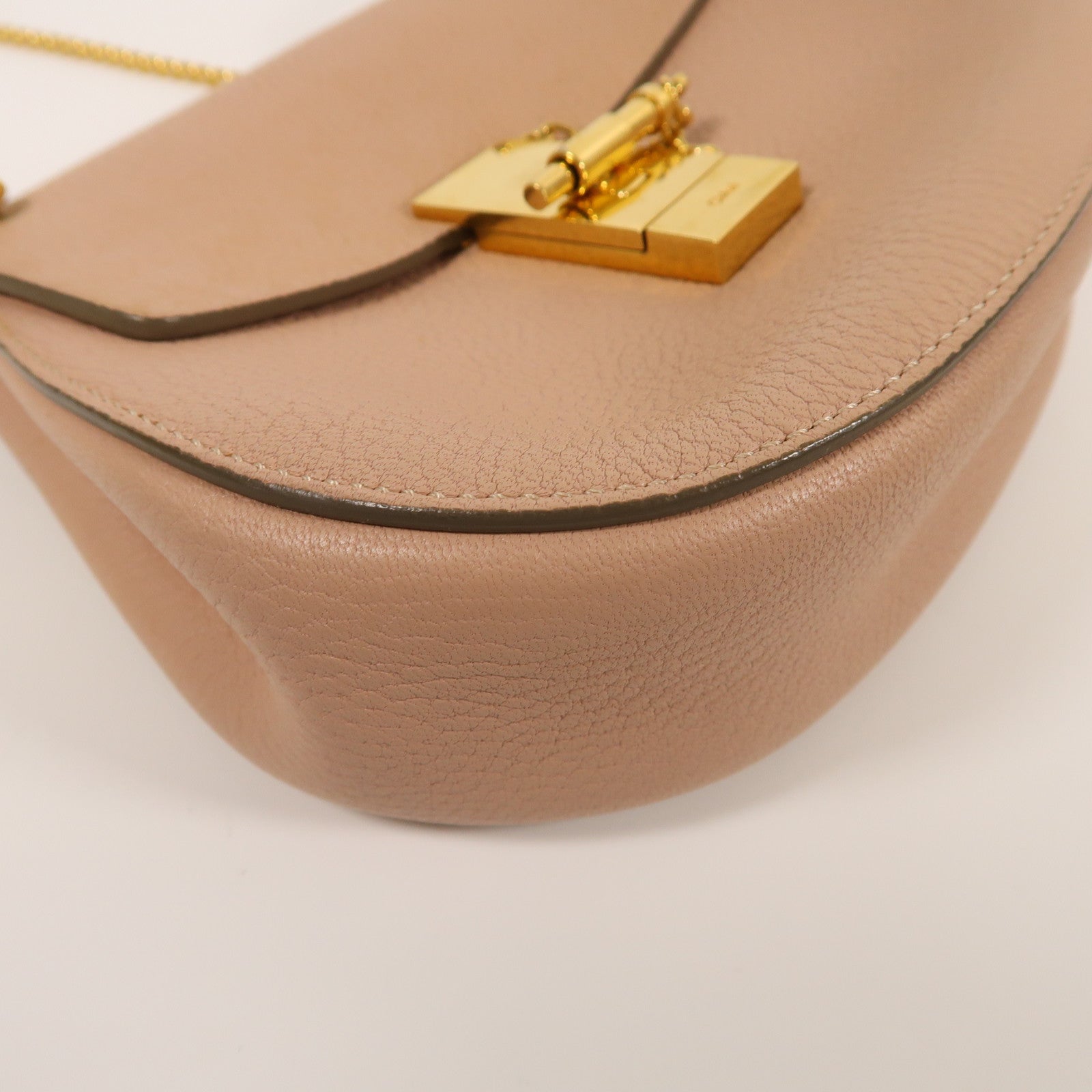 Chloe 牛皮皮革Drew Small Grain金扣鏈帶肩背袋粉紅色