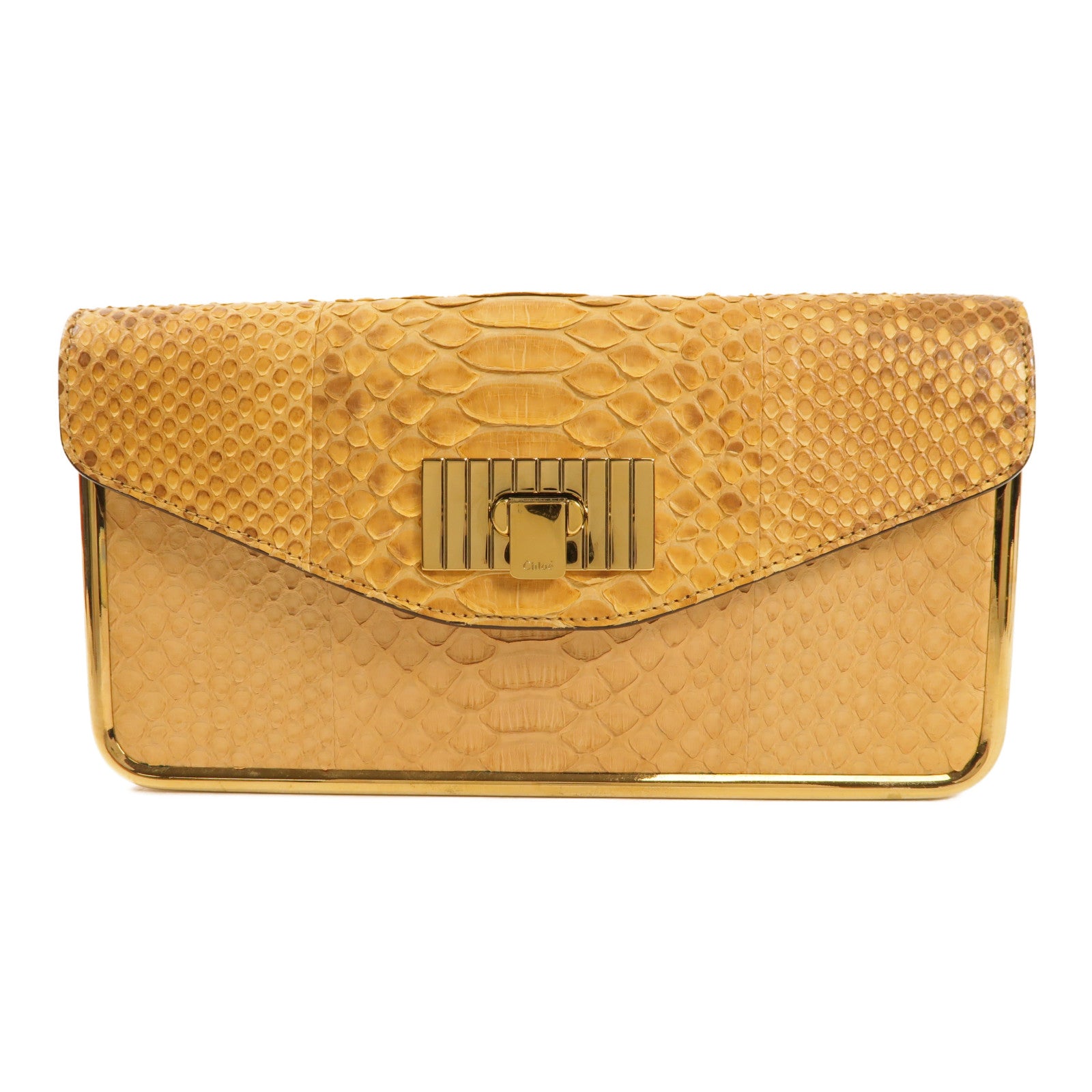 Chloe 【激減優惠】蛇皮皮革Clutch Bag金扣手拿包