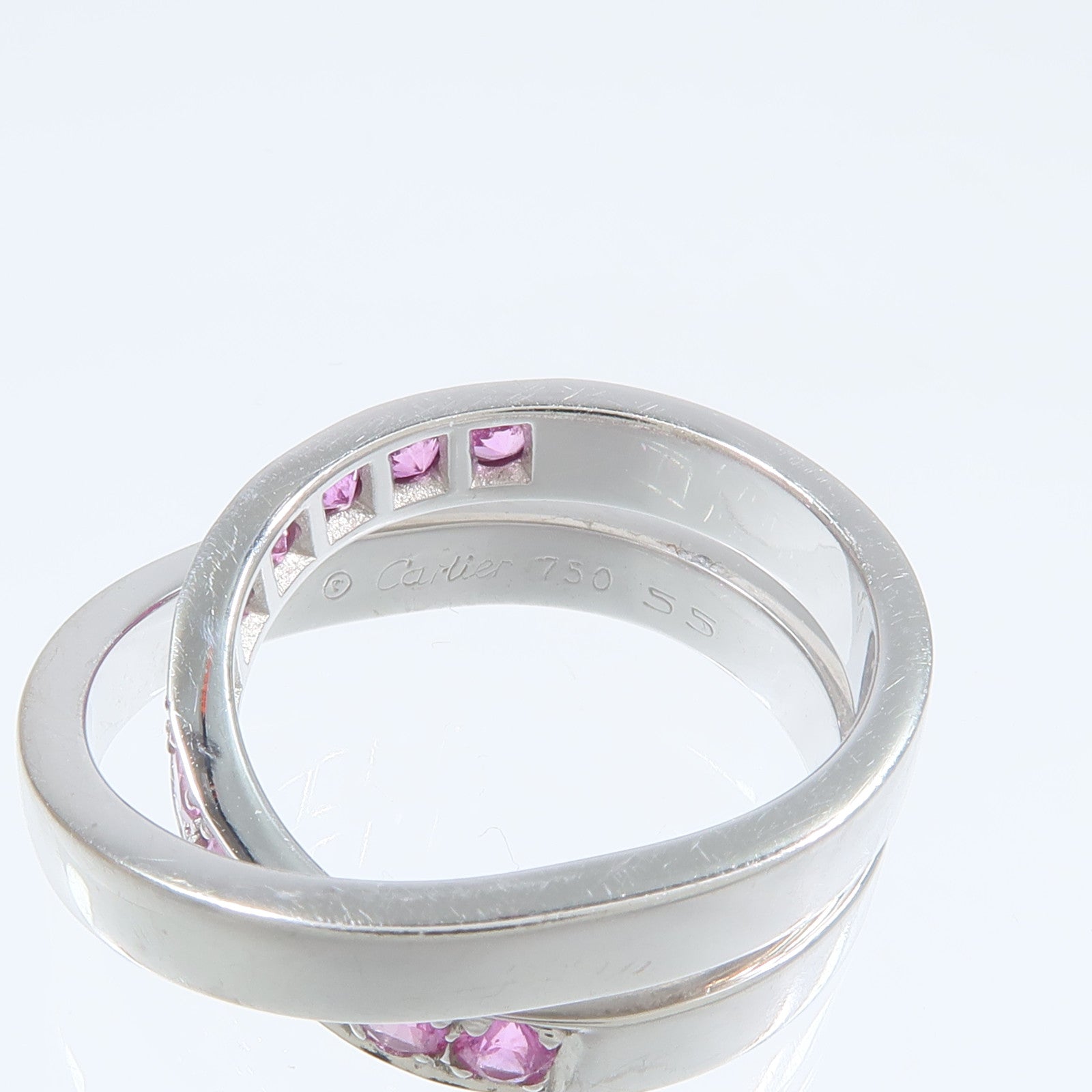 CARTIER 18K白金Paris Nouvelle Vague Ring粉紅藍寶石/鑽石戒指