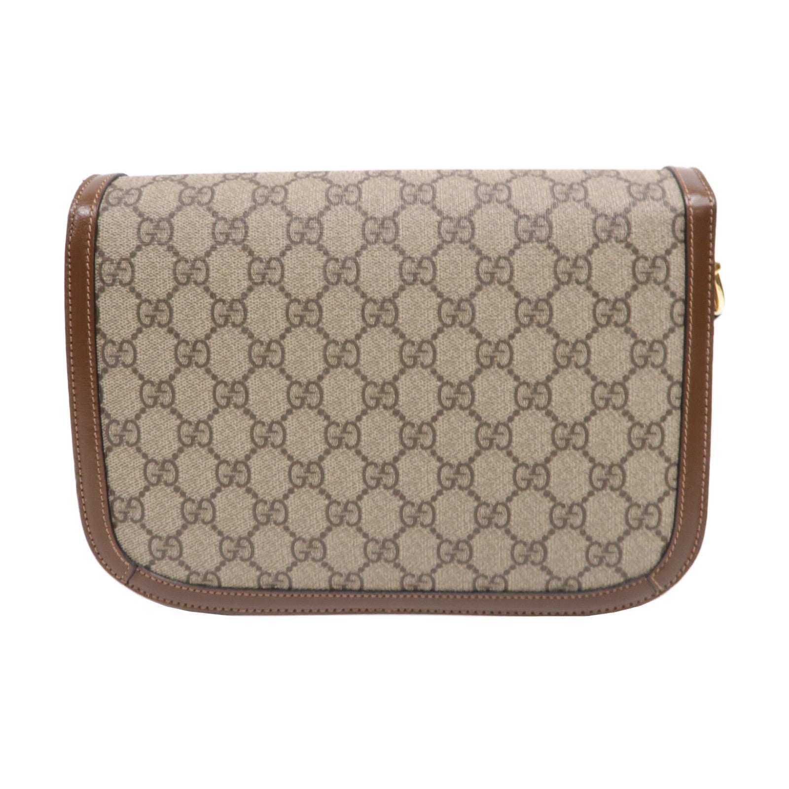 GUCCI 塗層帆布Housebit 1955金扣肩背袋啡色