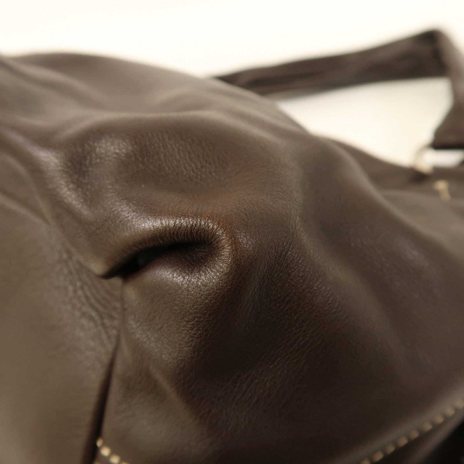CELINE 牛皮皮革Shoulder Bag銀扣肩背袋啡色
