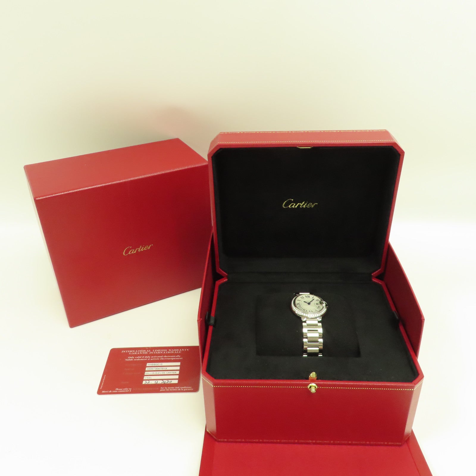 CARTIER Ballon Bleu 28mm不鏽鋼手錶石英機芯白色
