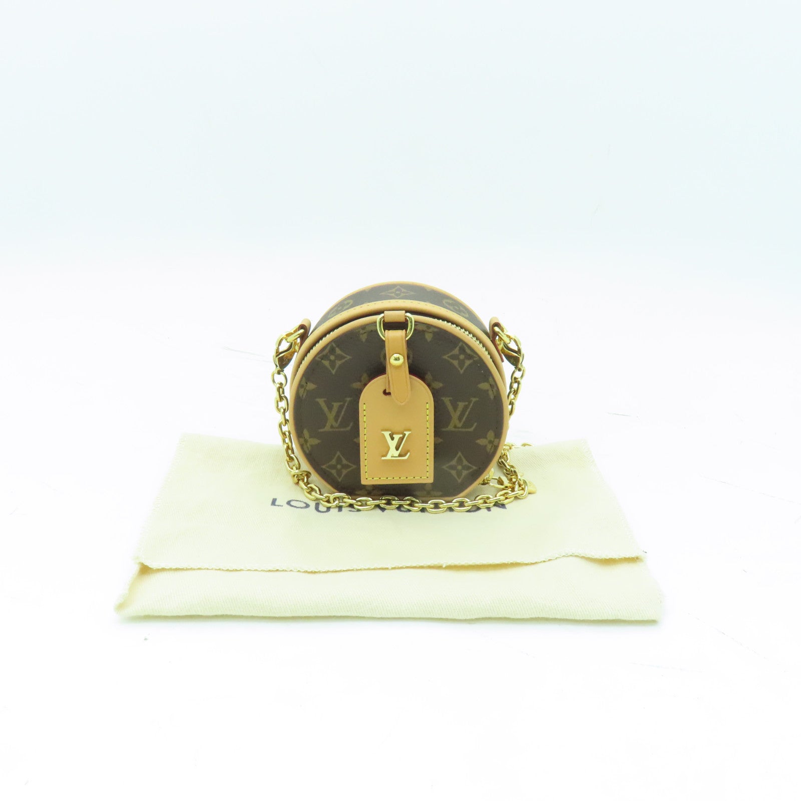 LOUIS VUITTON 【激減優惠】Monogram Boite Chapeau Necklace金扣鏈帶肩背袋棕色
