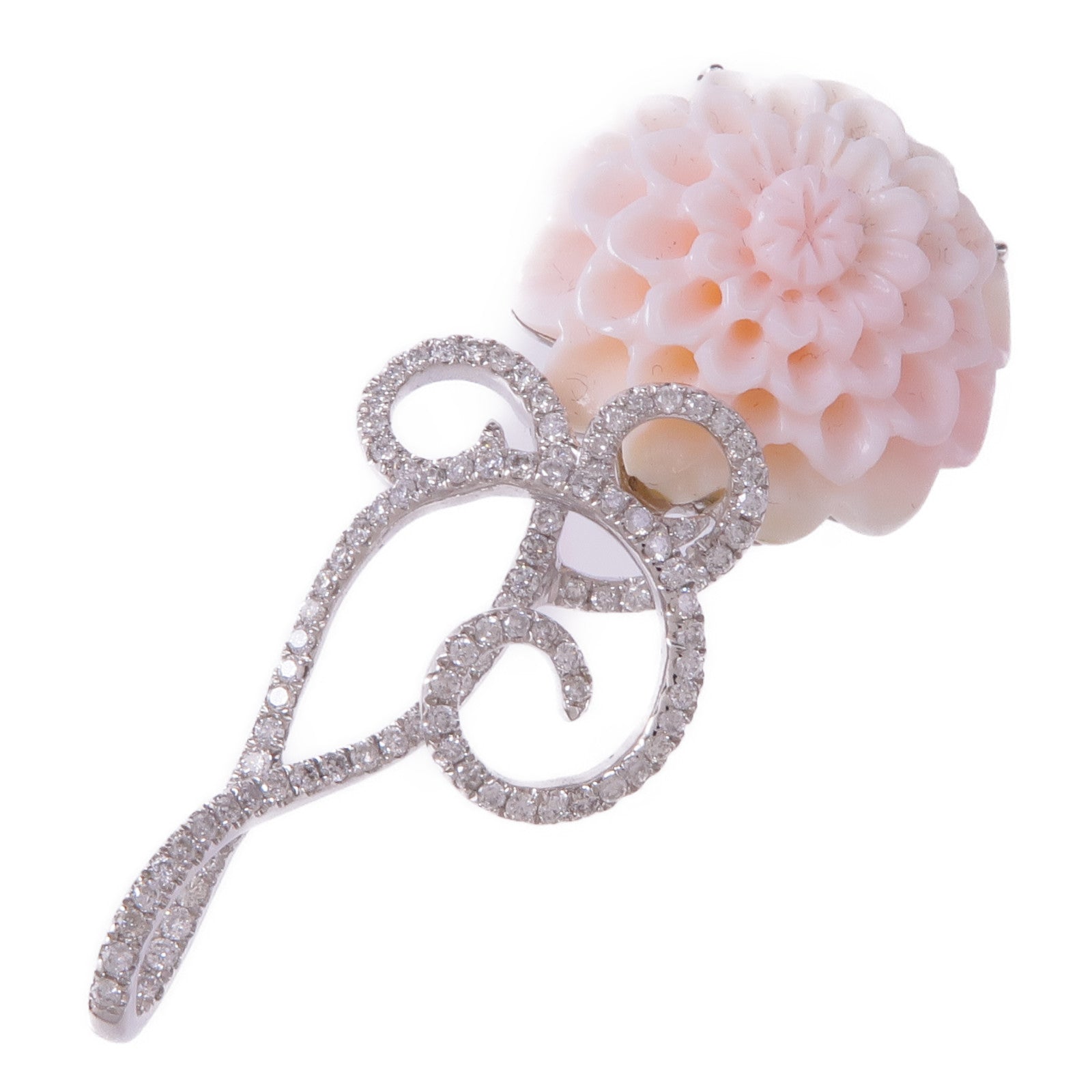 JEWELRY 18K白金Coral Diamond Pendant Top珊瑚石/鑽石吊墜