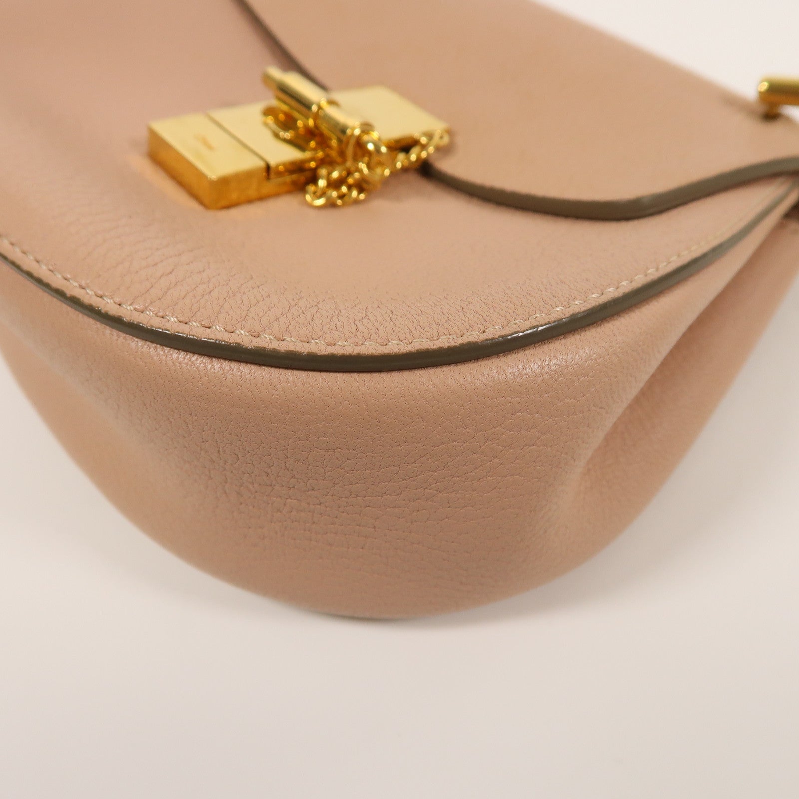 Chloe 牛皮皮革Drew Small Grain金扣鏈帶肩背袋粉紅色