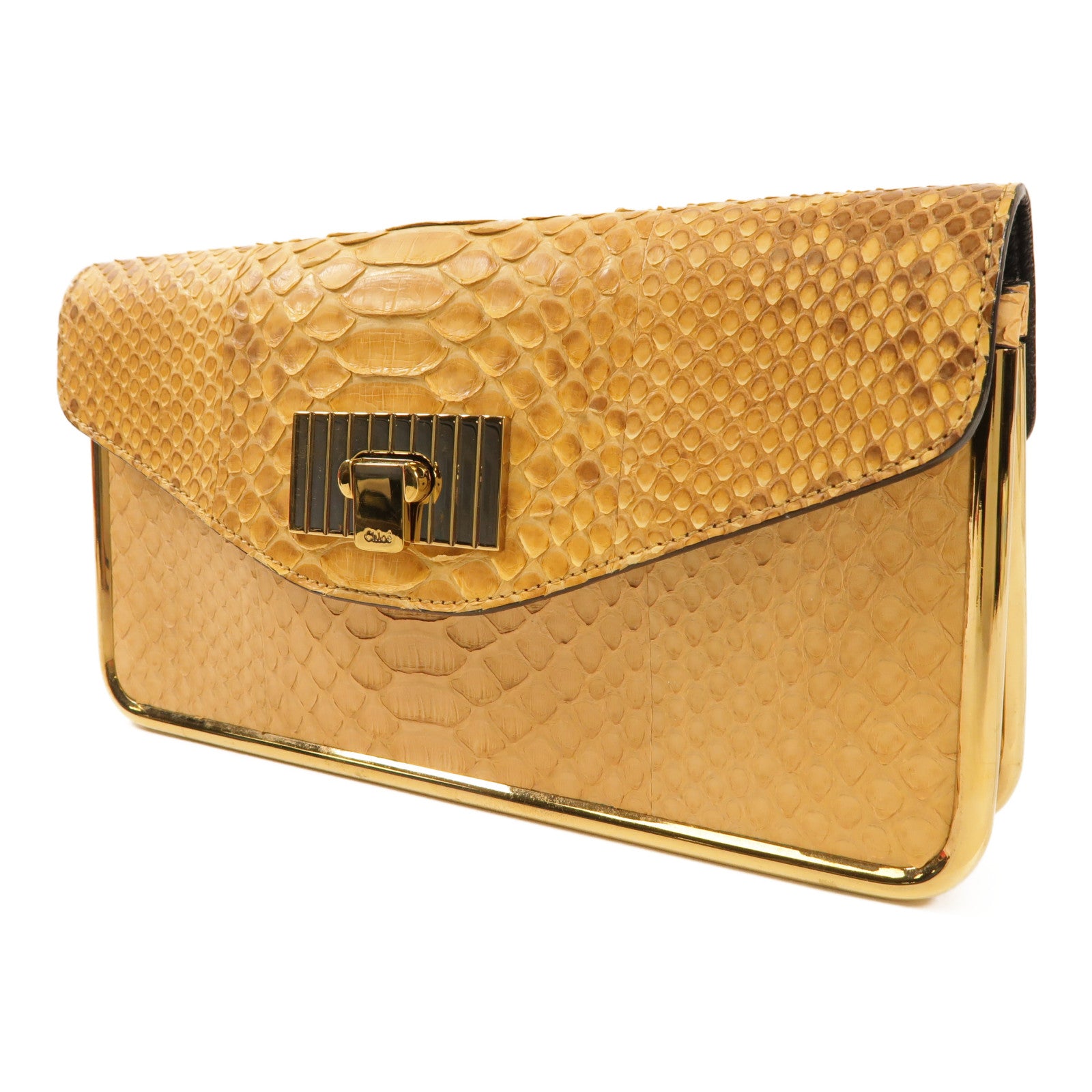 Chloe 蛇皮皮革Clutch Bag金扣手拿包