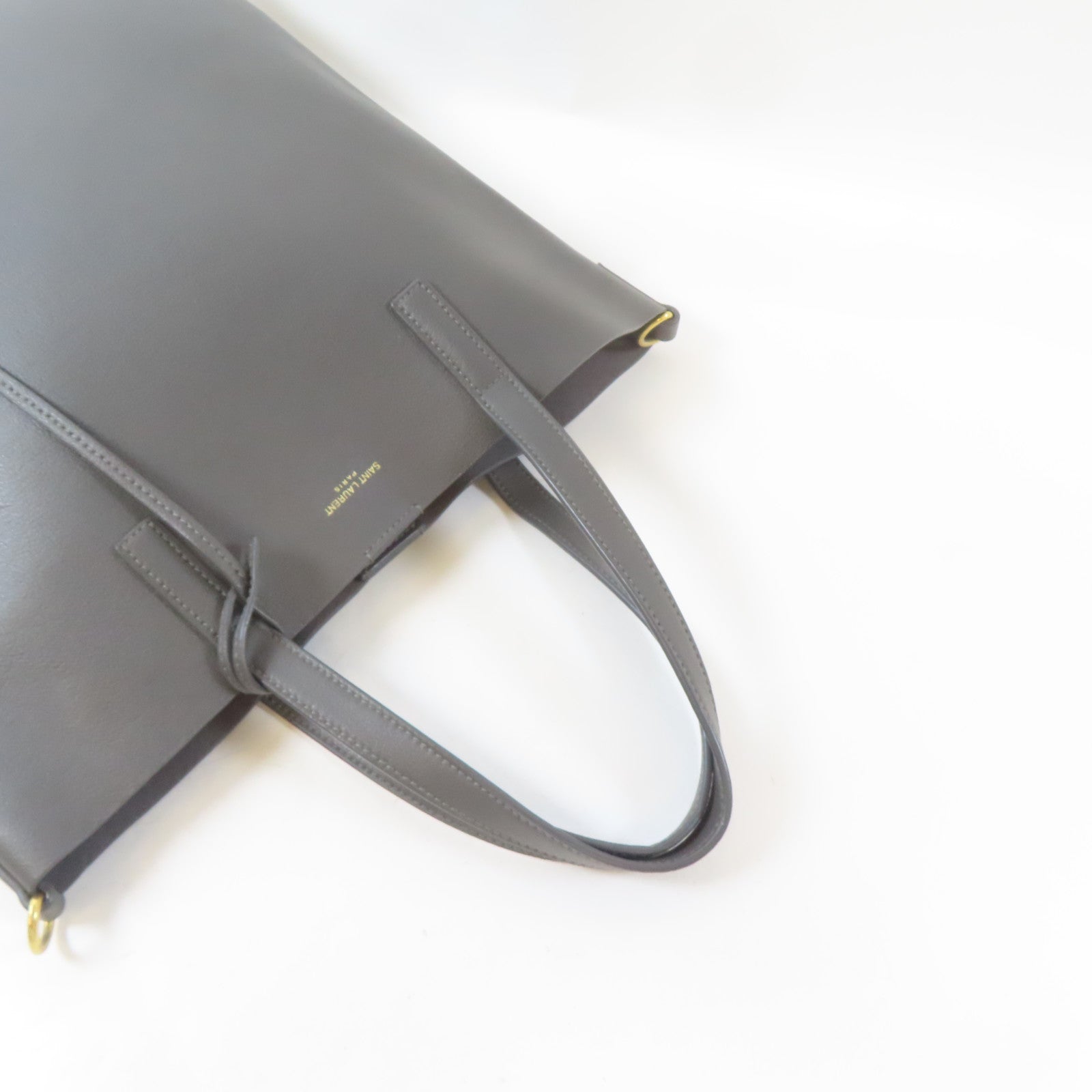 SAINT LAURENT 牛皮皮革Shopping Saint Laurent Toy In Leather金扣手挽肩背兩用袋灰色