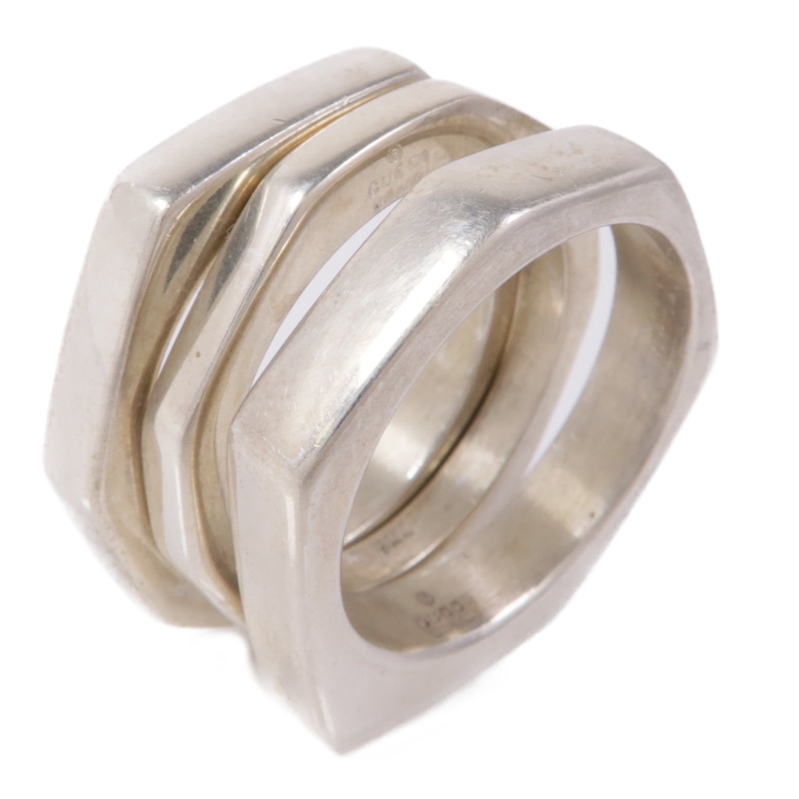 GUCCI 925純銀Hexagon Ring Set戒指US#9.75