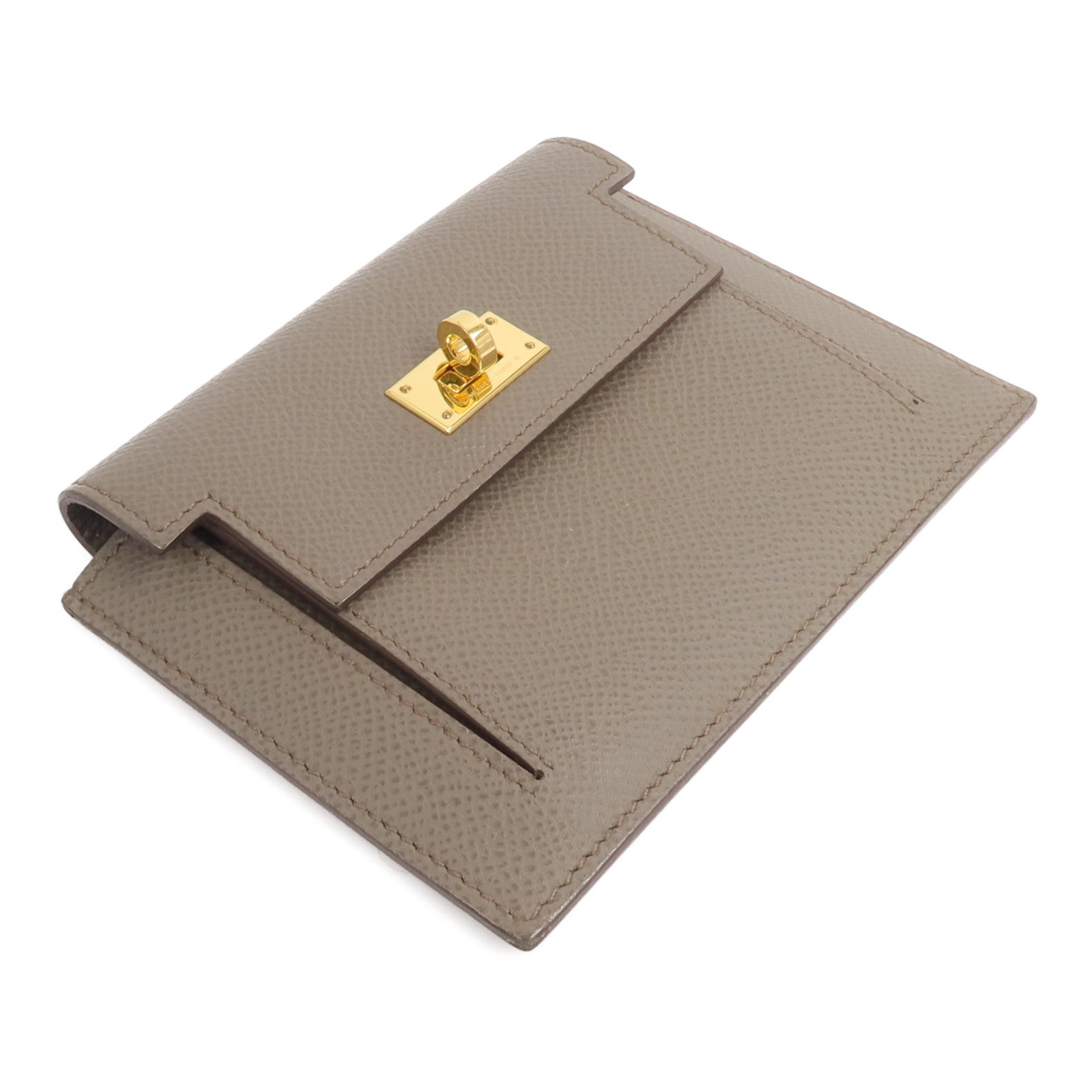 HERMES Epsom皮革Kelly Pocket零錢包Etoupe