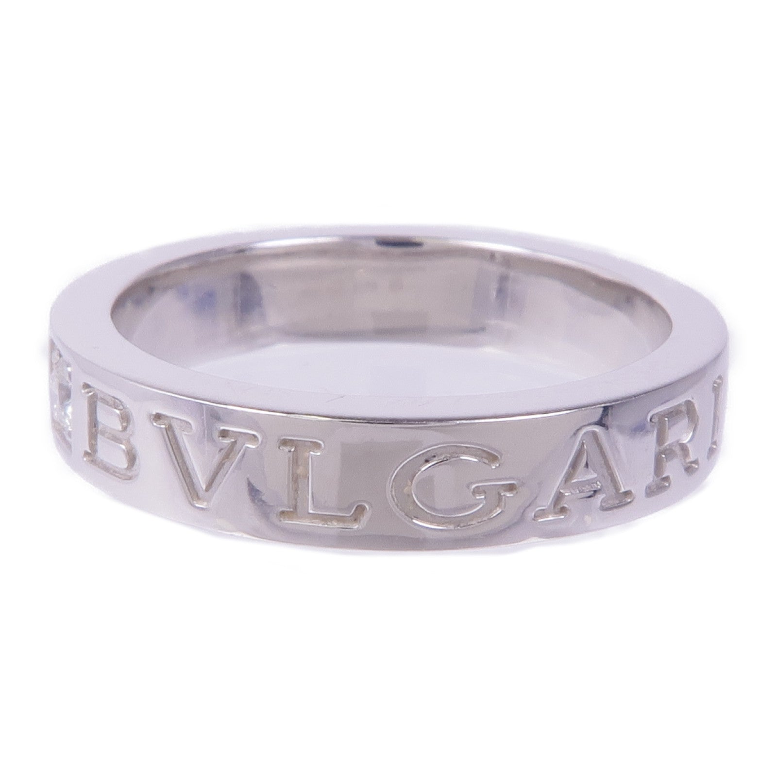 BVLGARI 18K白金Double Logo 1 Diamond Ring鑽石戒指US#6