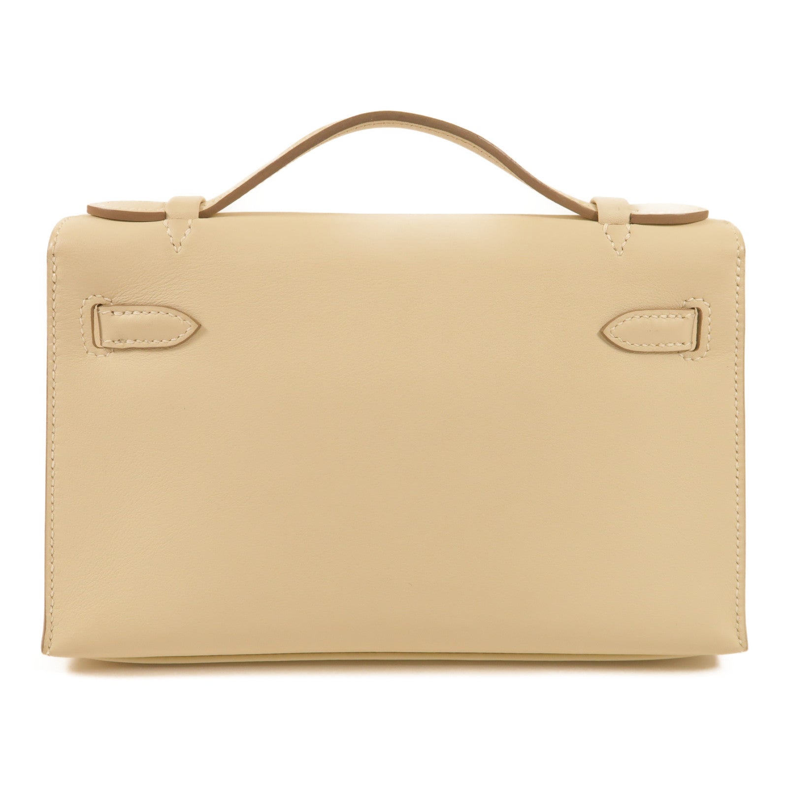 HERMES Swift皮革Pochette Kelly金扣手挽袋Nata