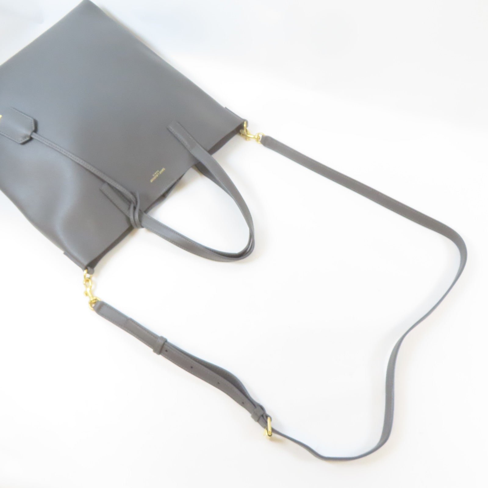 SAINT LAURENT 牛皮皮革Shopping Saint Laurent Toy In Leather金扣手挽肩背兩用袋灰色