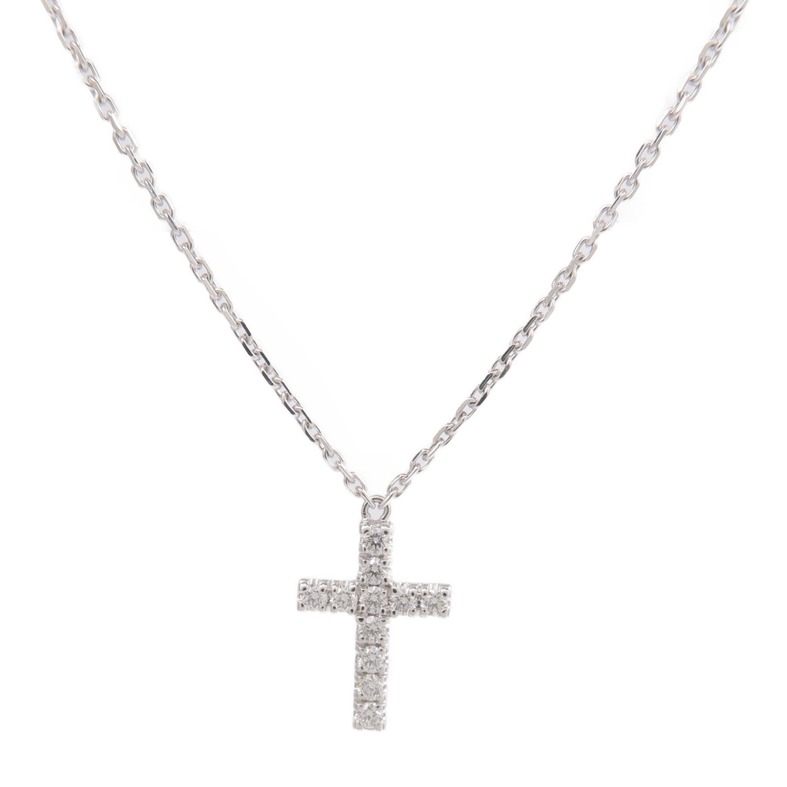 CARTIER 18K白金Symbol Cross Necklace鑽石項鍊