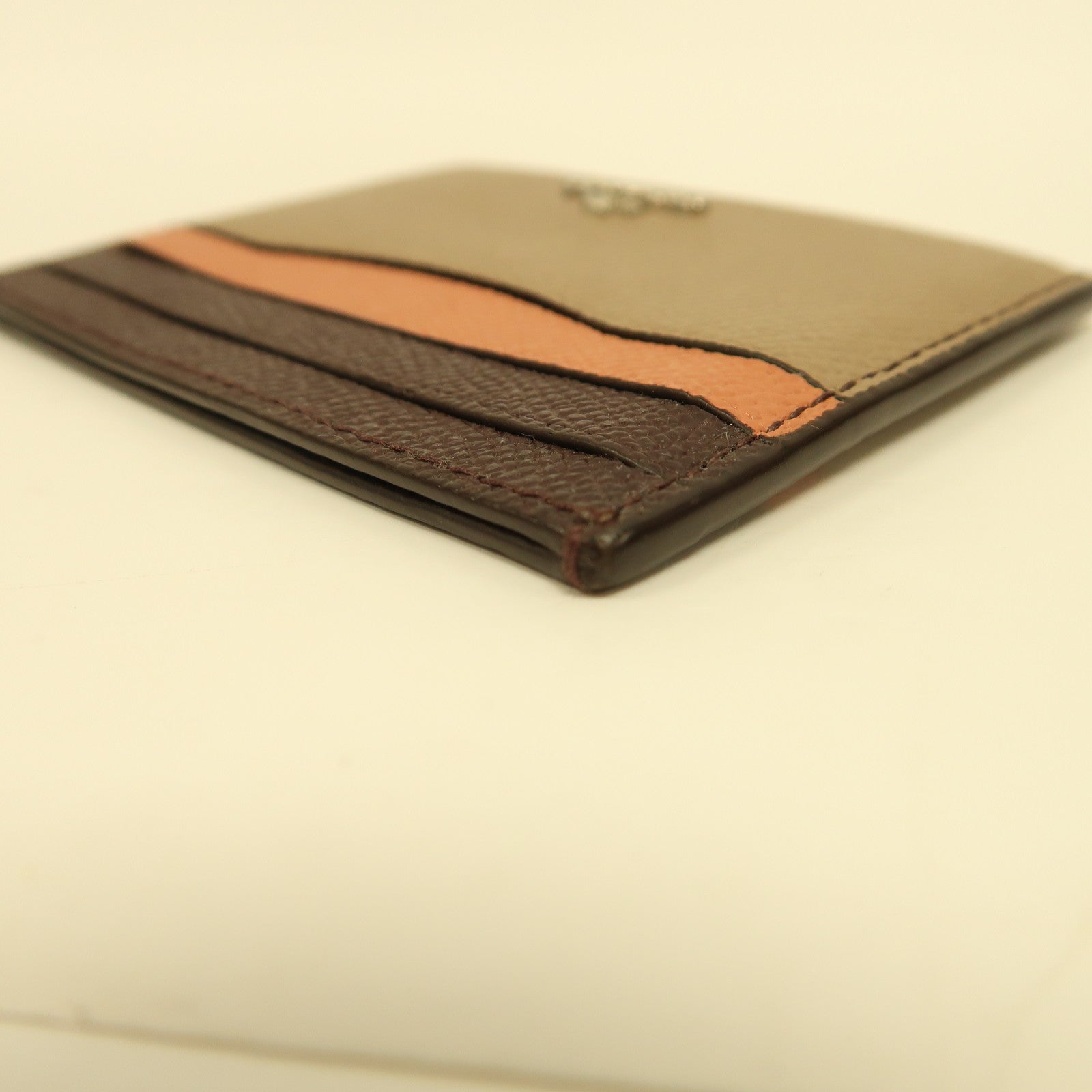 COACH 牛皮皮革Card Case銀扣卡片套啡色