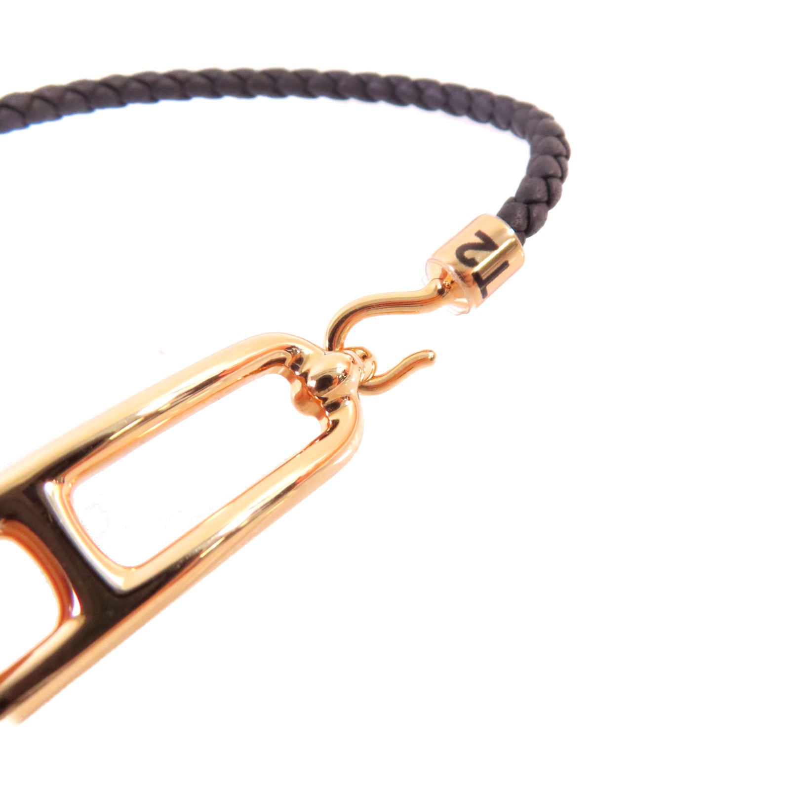 HERMES Swiftp皮革Roulis Bracelet金扣手鏈黑色