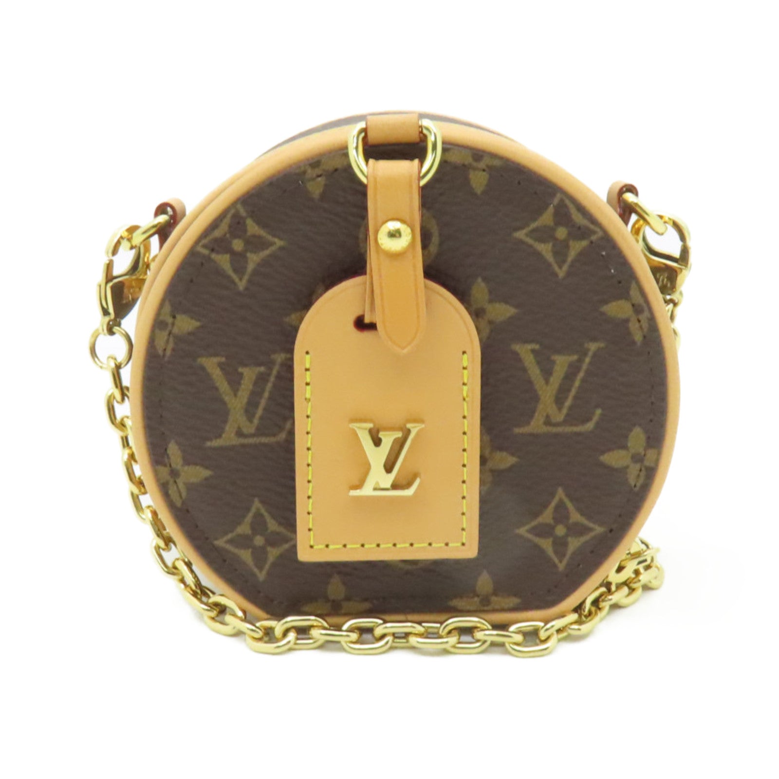 LOUIS VUITTON 【激減優惠】Monogram Boite Chapeau Necklace金扣鏈帶肩背袋棕色