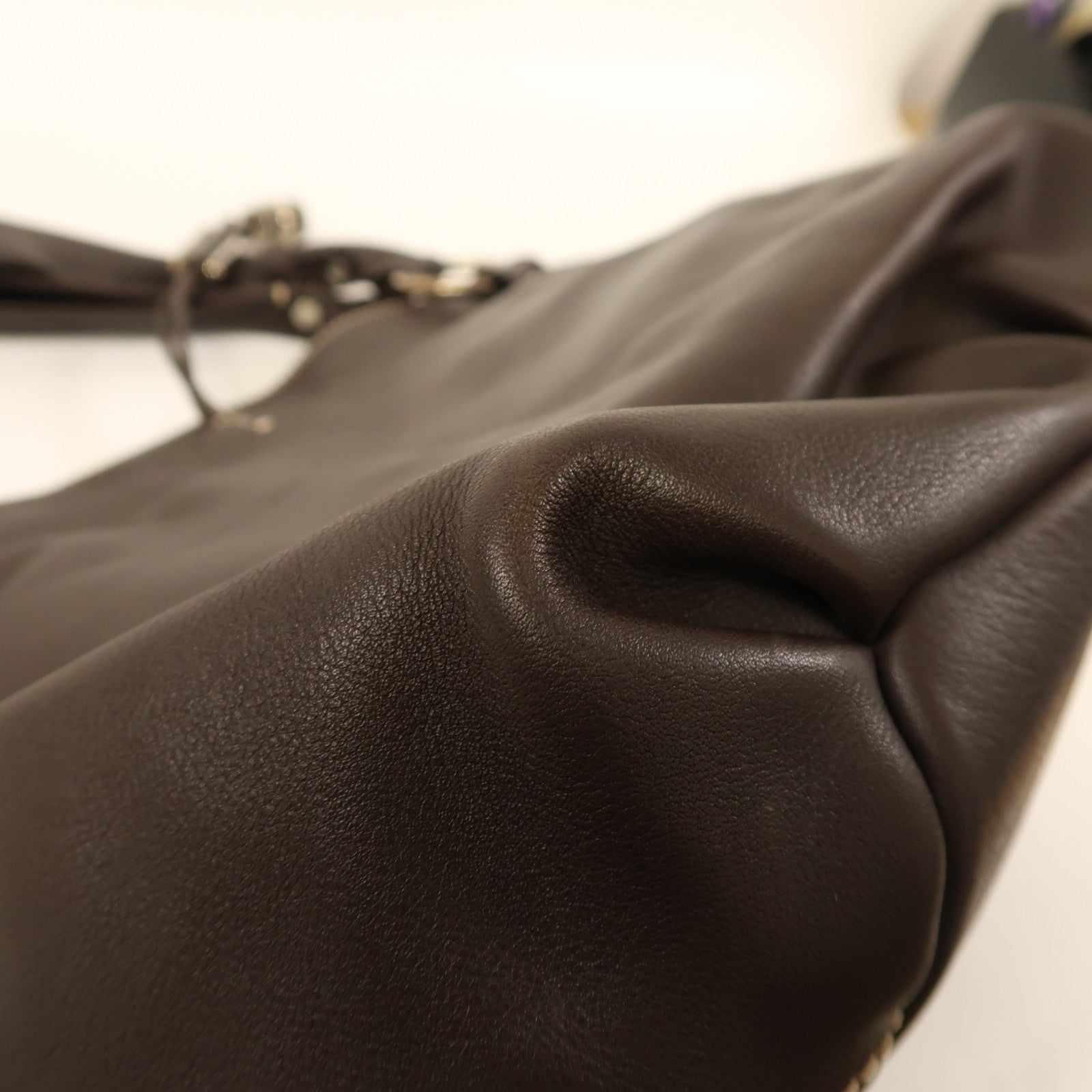 CELINE 牛皮皮革Shoulder Bag銀扣肩背袋啡色