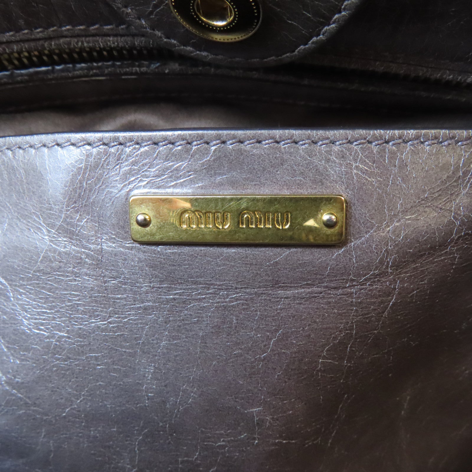 Miu Miu 牛皮皮革Shoulder Bag金扣手挽肩背兩用袋灰色