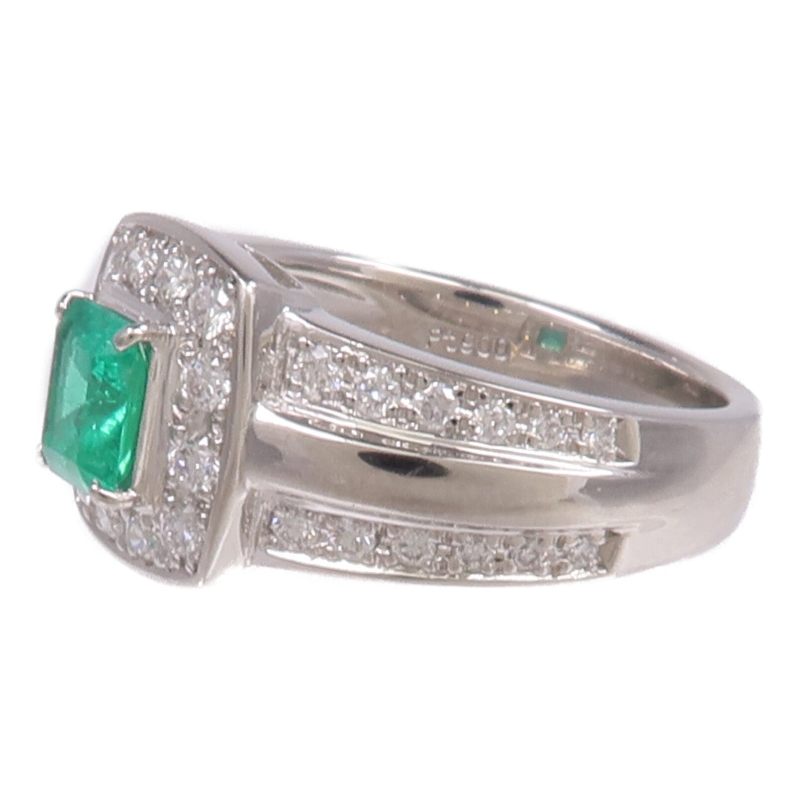 JEWELRY PT900鉑金Ring綠寶石/鑽石戒指