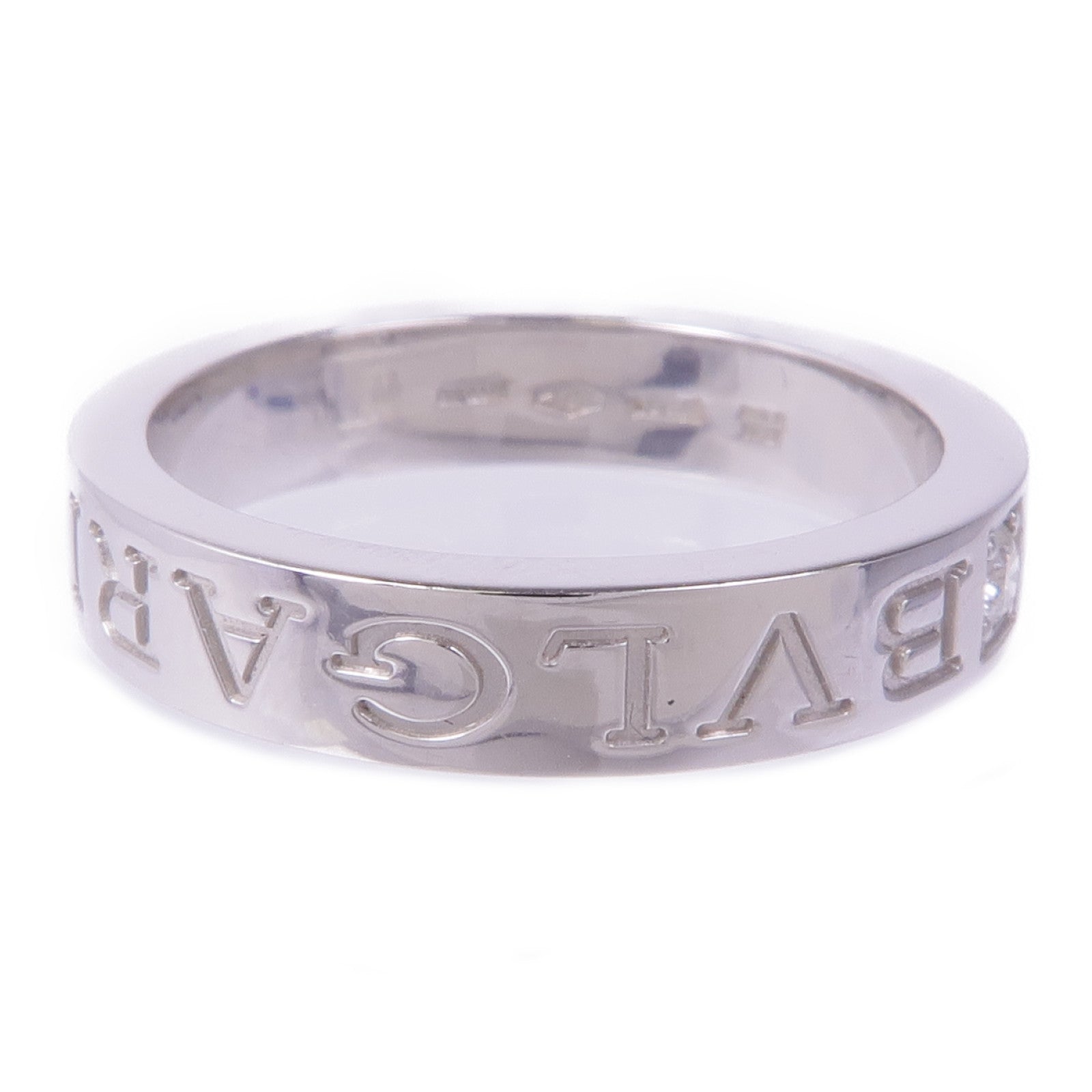 BVLGARI 18K白金Double Logo 1 Diamond Ring鑽石戒指US#6