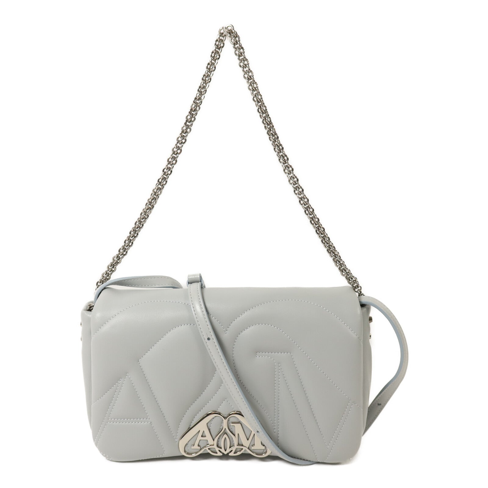 SELECTION 牛皮皮革Alexander Mcqueen The Seal銀扣鏈帶手挽肩背兩用袋