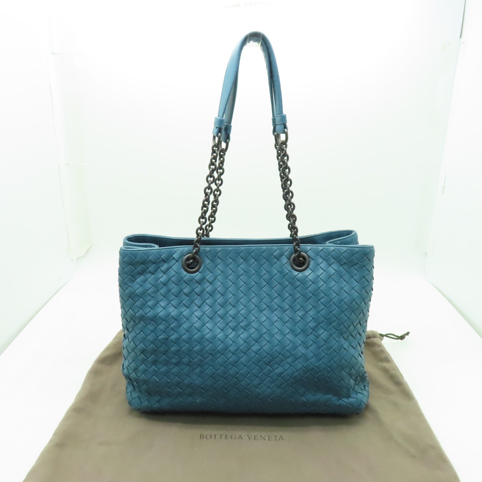 BOTTEGA VENETA 【清倉大減價】羊皮皮革Shoulder Bag鏈帶肩背袋藍色