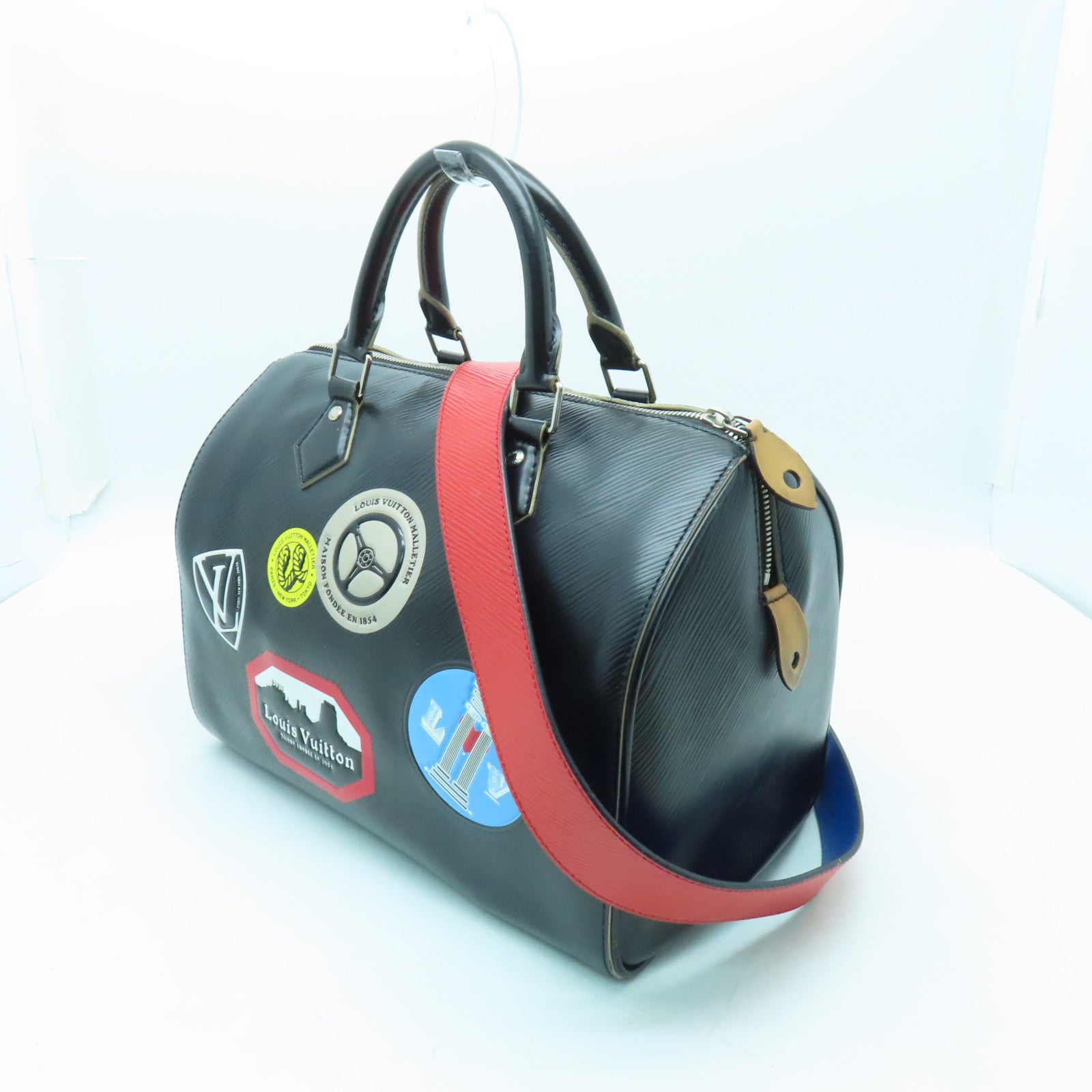 LOUIS VUITTON 【激減優惠】Epi Speedy 30 Word Tour Collection銀扣手挽肩背兩用袋黑色
